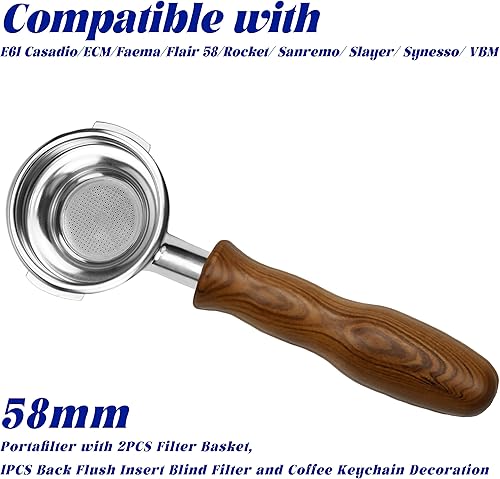 Miniatura 4 de Regalos - Portafiltro sin fondo de 2.283 in compatible con E61, Rocket, Flair 58, ECM, Sanremo, Synesso, Slayer, VBM, ROYAL, Portafiltro de acero