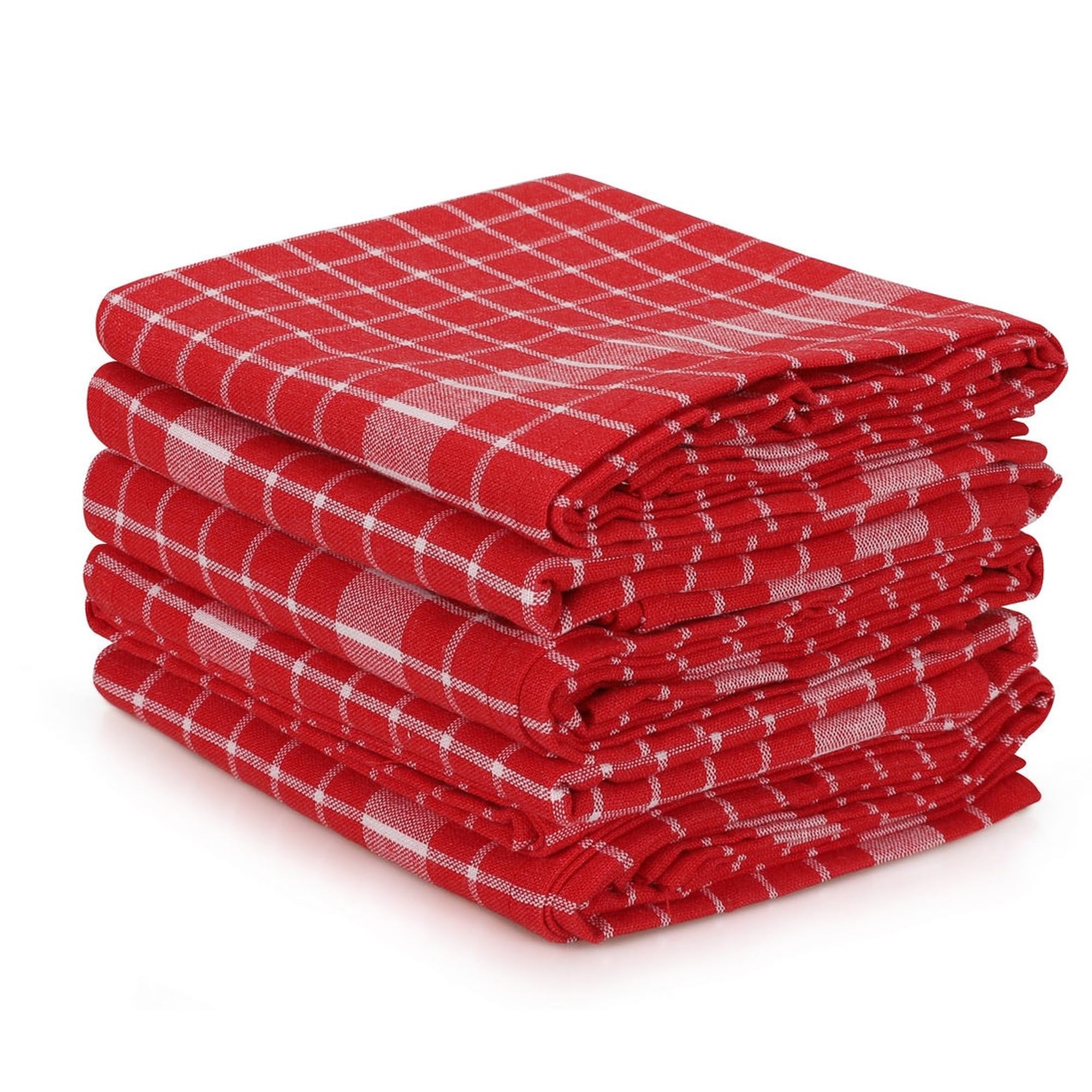 WELL HOME MOBILIARIO & DECORACIÓN Tea Towel Set (10 Pieces) Red and White, 45x69