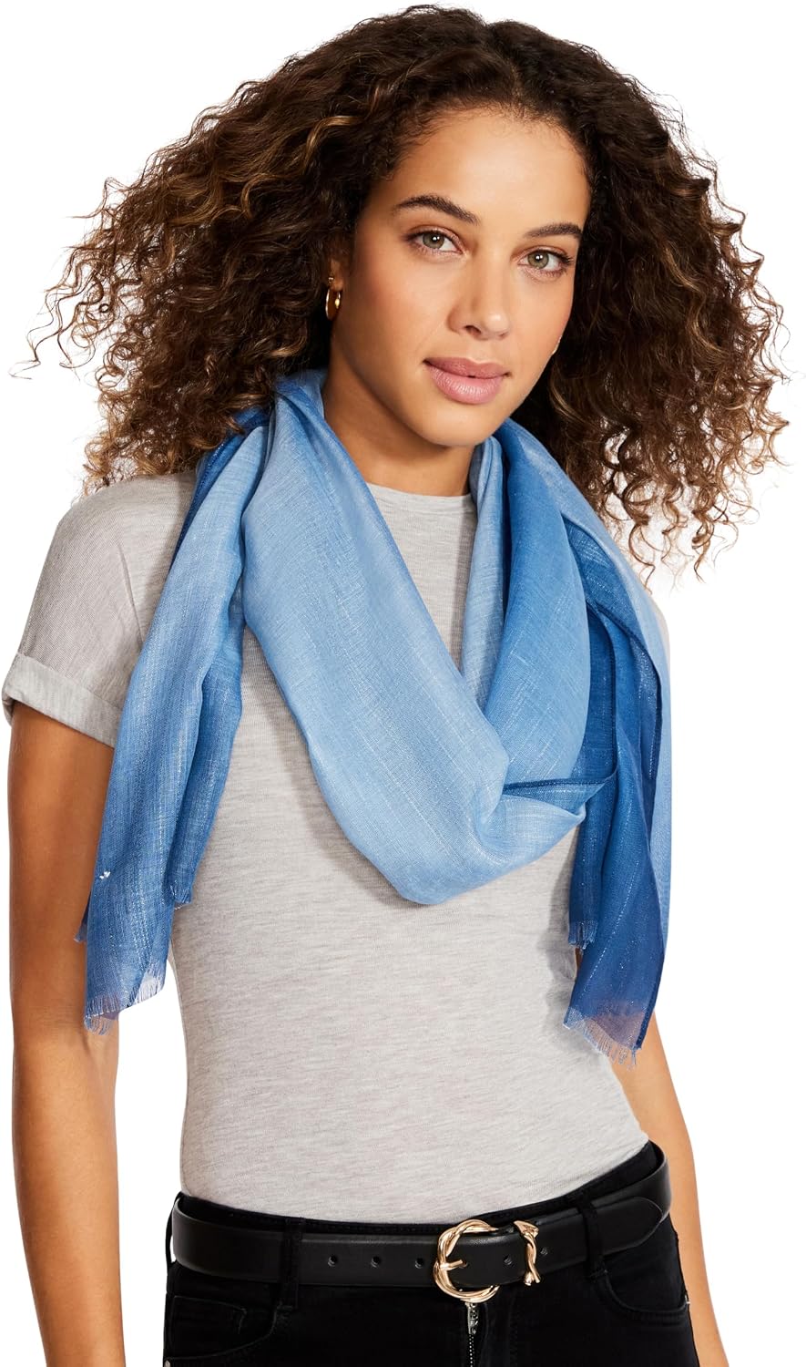 Anne Klein Ombre Lurex Pashmina Shawl Wrap Scarf, Indigo