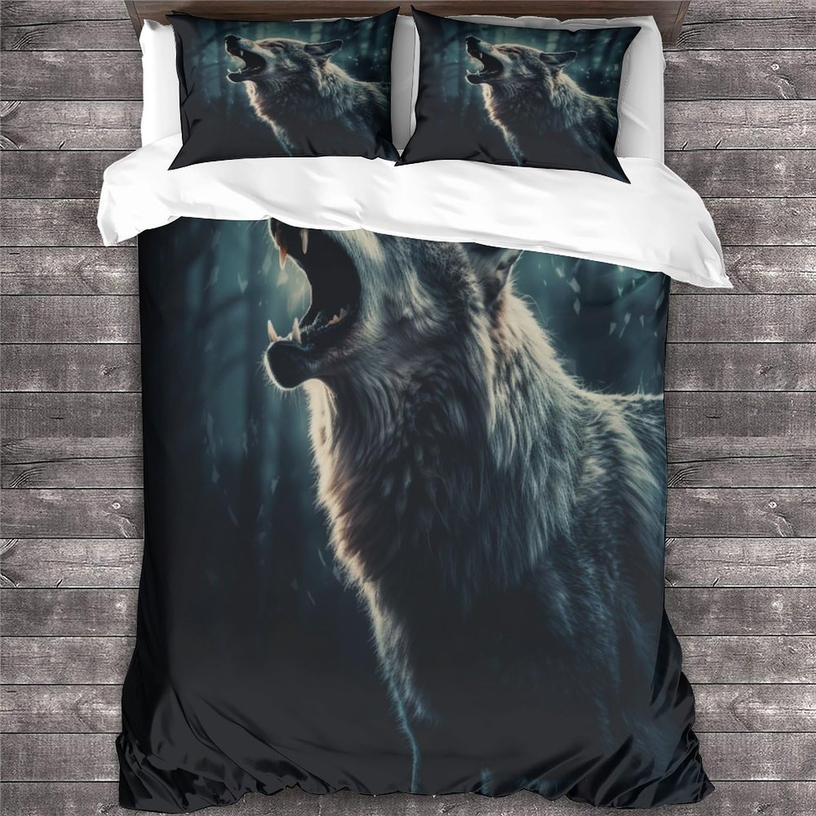 Wolf-Bettwäsche-Set, 3D-Druck, Bettbezug-Set mit Kissenbezügen, Heimtextilien, Doppelbettgröße, Tier-Bettbezug, 200 x 200 cm