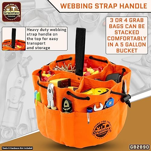 Miniatura 7 de Graintex GB2890 - Bolsa de agarre color naranja, lona Rip-stop de 18 bolsillos con cierre de cordón