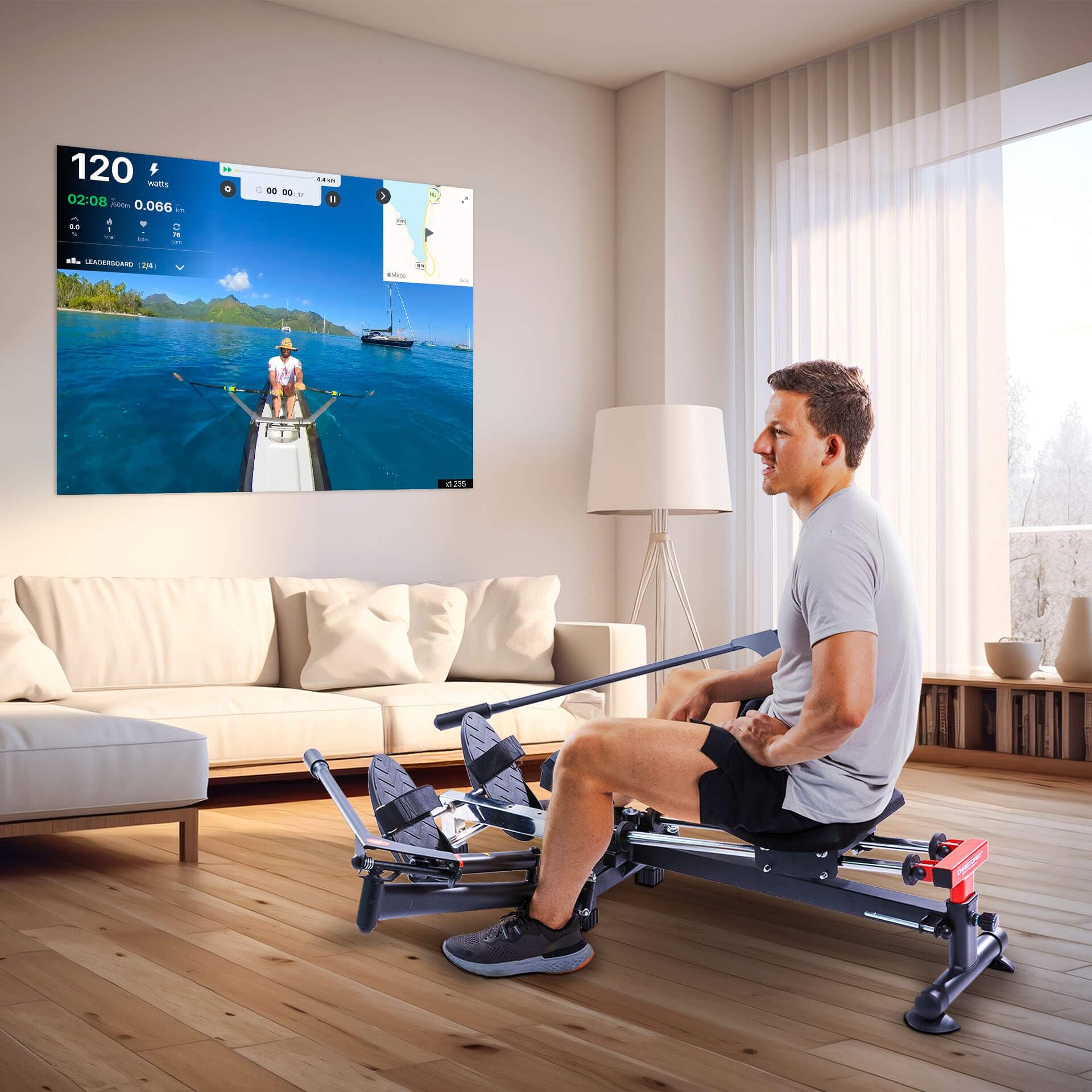 Christopeit Sport Rameur Accord - Pliable, 12 niveaux de résistance, rail de siège réglable sur 4 positions, ordinateur LCD