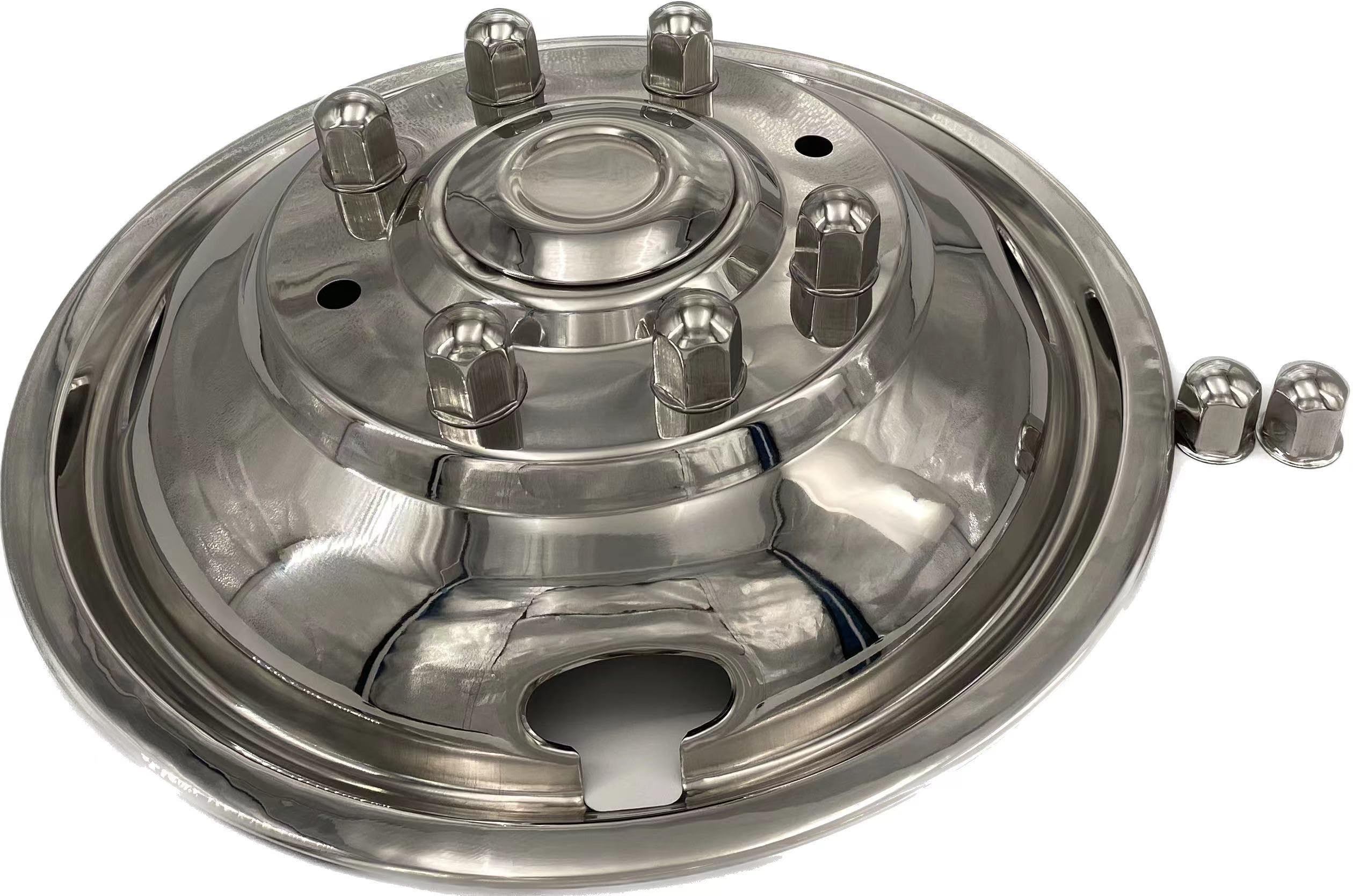 JOHNWELL Wheel Simulator 17 Inch 8lugnuts Suitable for Ford Truck F350 2005-2021 Stainless Steel 304 Polished Hubcaps