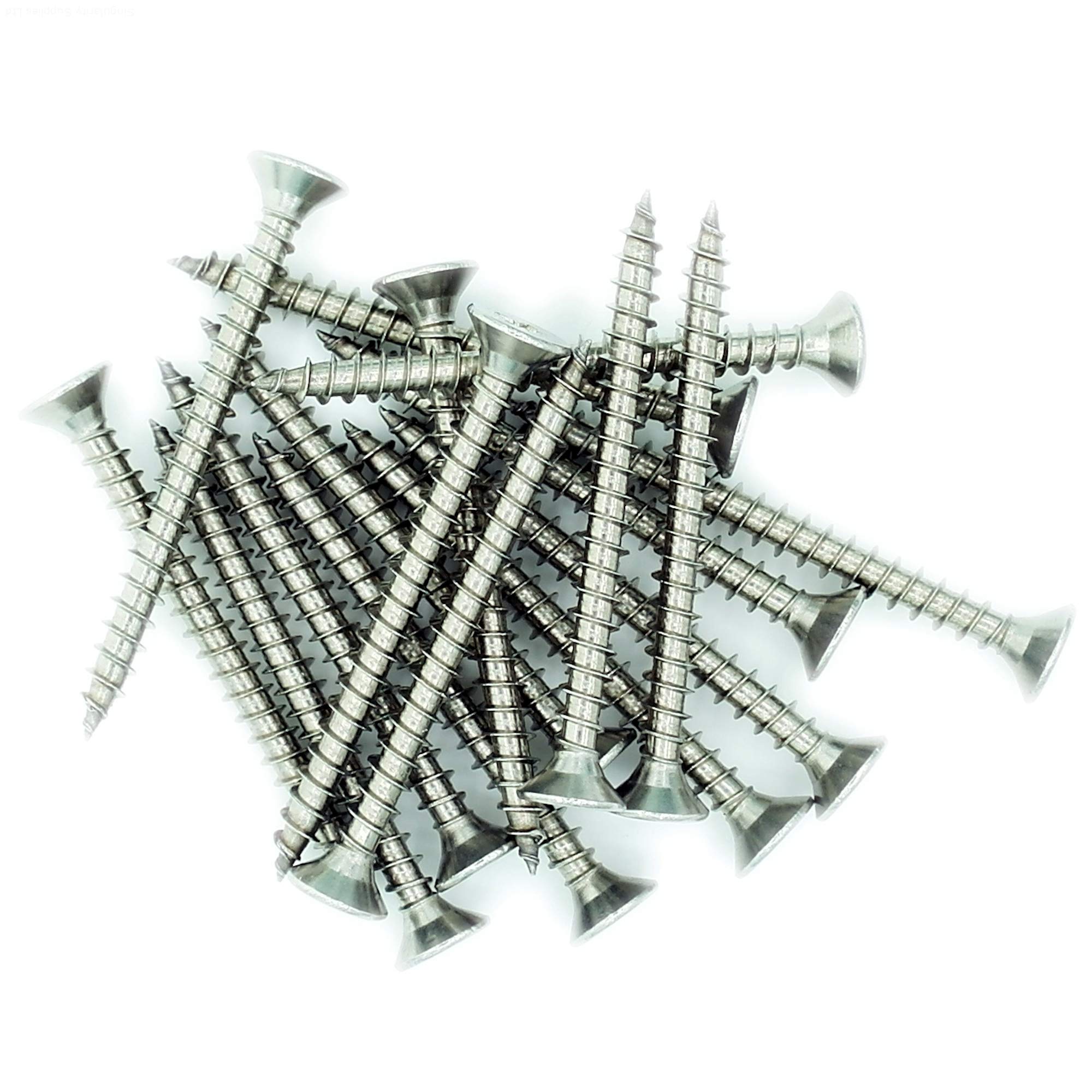 Singularity Supplies Silver No.10 X 1.2 (5Mm X 30Mm) Pozi Countersunk Chipboard Screw - Stainless Steel (A2) (Pack Of 20)