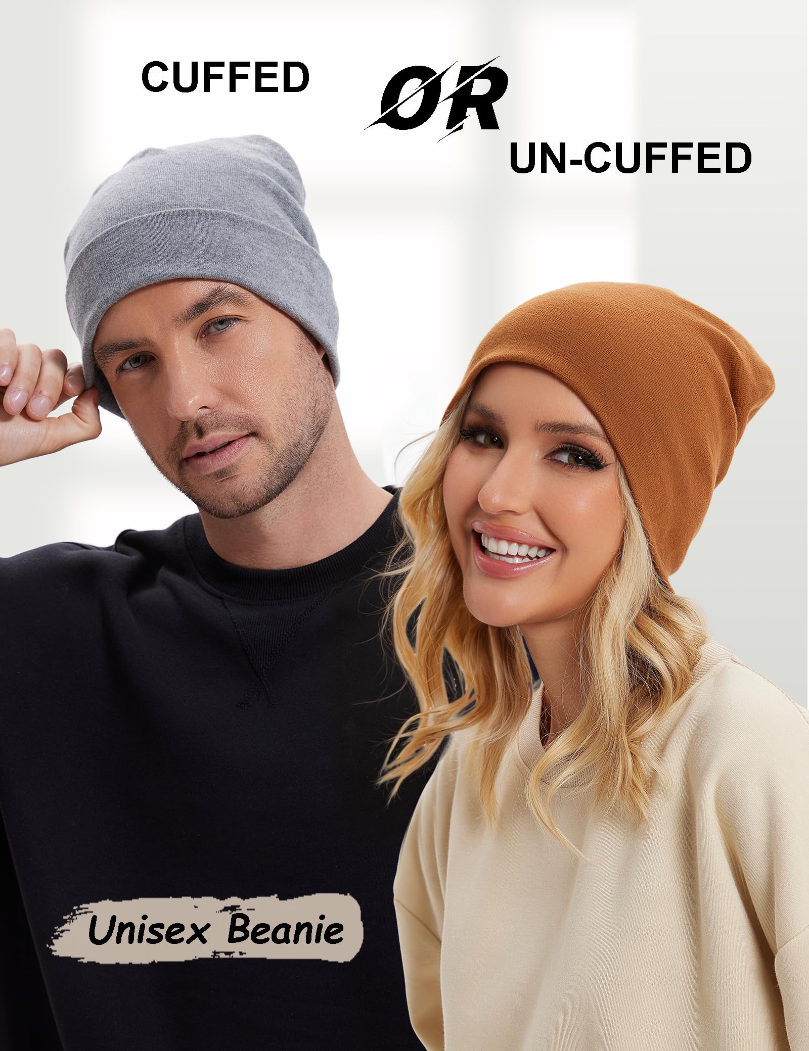 Simapu 100% Cotton Thin Beanie Hat for Men Women - Lightweight Breathable Rib Knit Slouchy Beanie Cuffed Chemo Skull Cap — view 5