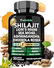 Adndale Shilajit Ultra Force 11-in-1. Pure Himalayan Organic Shilajit for Men and Women Capsules with Sea Moss Ashwagandha Rhodiola Rosea Lion’s Mane. 90 Count