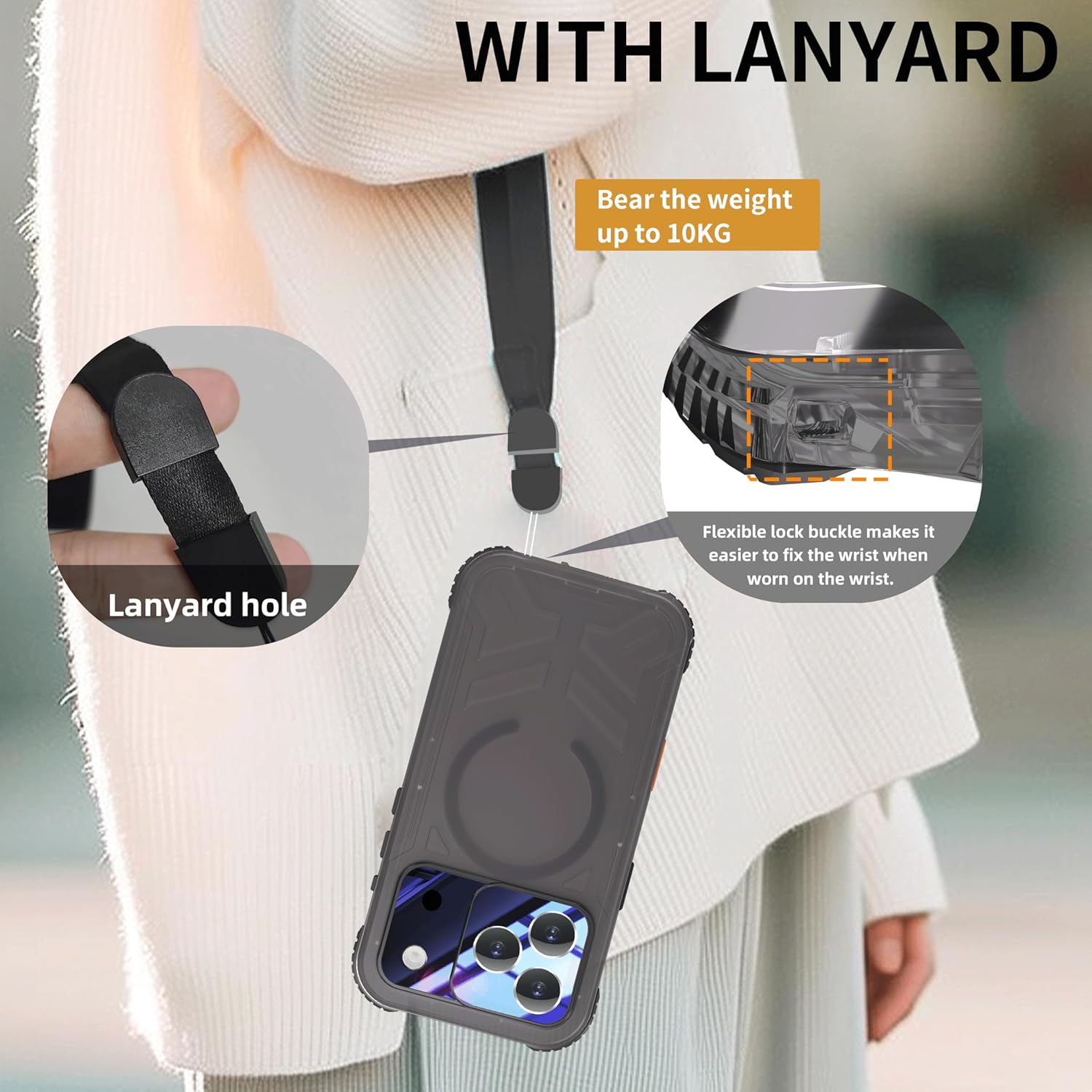 for iPhone 17 Pro 6.3 Inch Waterproof Case - Dustproof Heavy Duty Full Body with Built-in Screen Protector, Underwater Protective Phone Cover Swimming Snorkeling, Black- Matte Clear