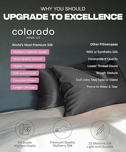 Miniatura 7 de Colorado Home Co Sunday Silks - Funda de almohada de seda agradable para el pelo y la piel, tamaño Queen, hecha de seda de morera pura de la más