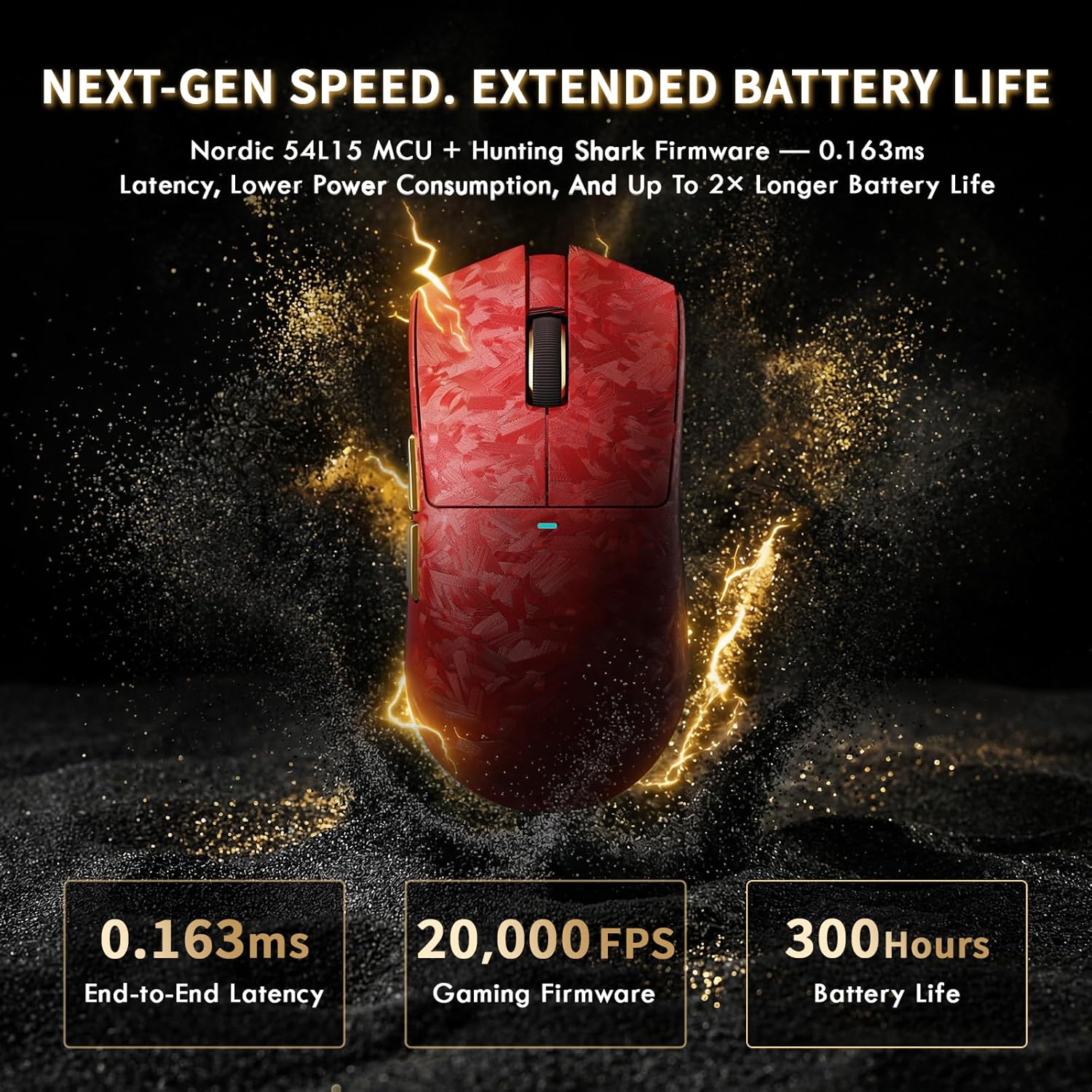 ATTACK SHARK X11ULTRA Carbon Fiber Wireless Gaming Mouse,8K Polling, PAW3950MAX Gaming Sensor,63g Ultra-Lightweight,Nordic 54L15 MCU Chip,Wired/BT/2.4Ghz with RGB Coiled Cable-Metallic Red
