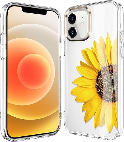 Miniatura 2 de BAISRKE Funda para iPhone 12 Mini, con flores, para mujeres femeninas, a prueba de golpes, transparente con patrón floral, cubierta trasera dura