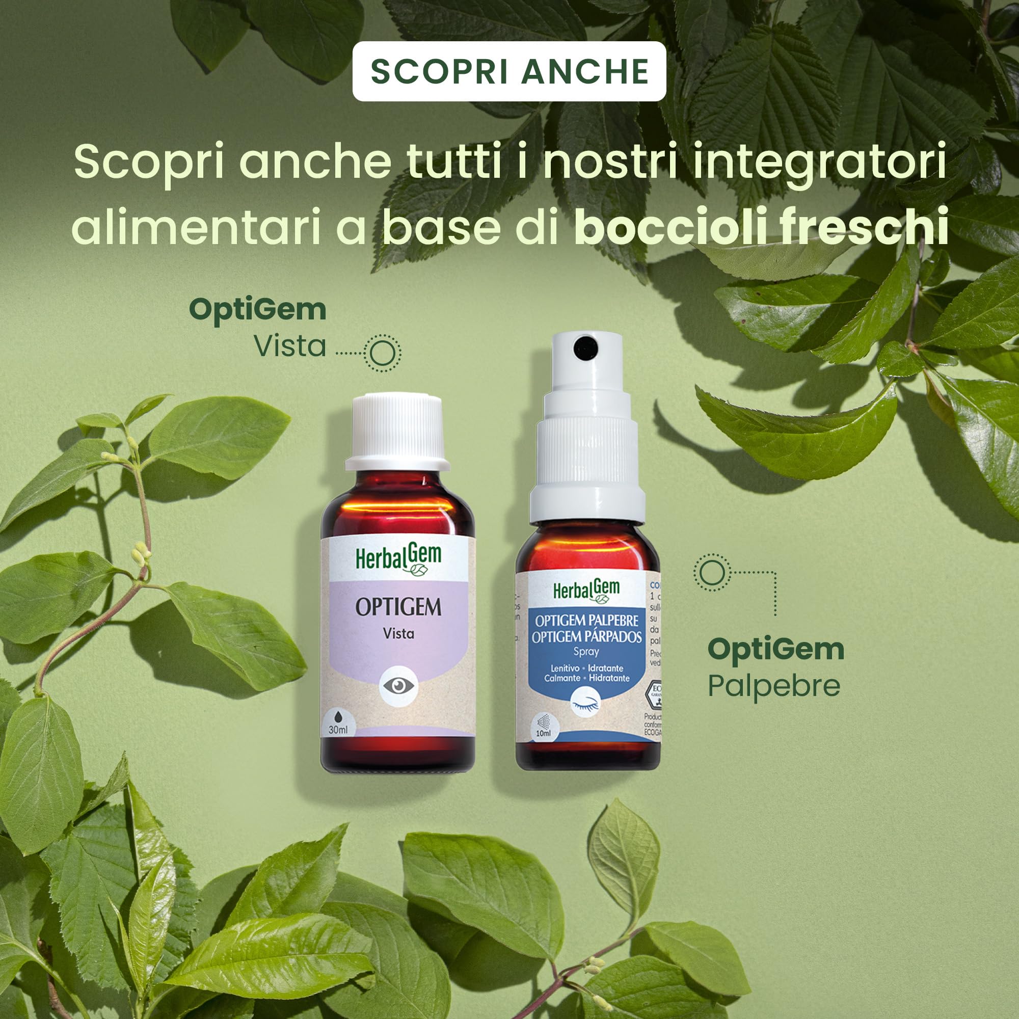Herbalgem- Spray Palpebre Bio Optigem - Sollievo per Occhi Stanchi e Irritati - Spray Idratante Lenitivo al Fiordaliso -10 ml