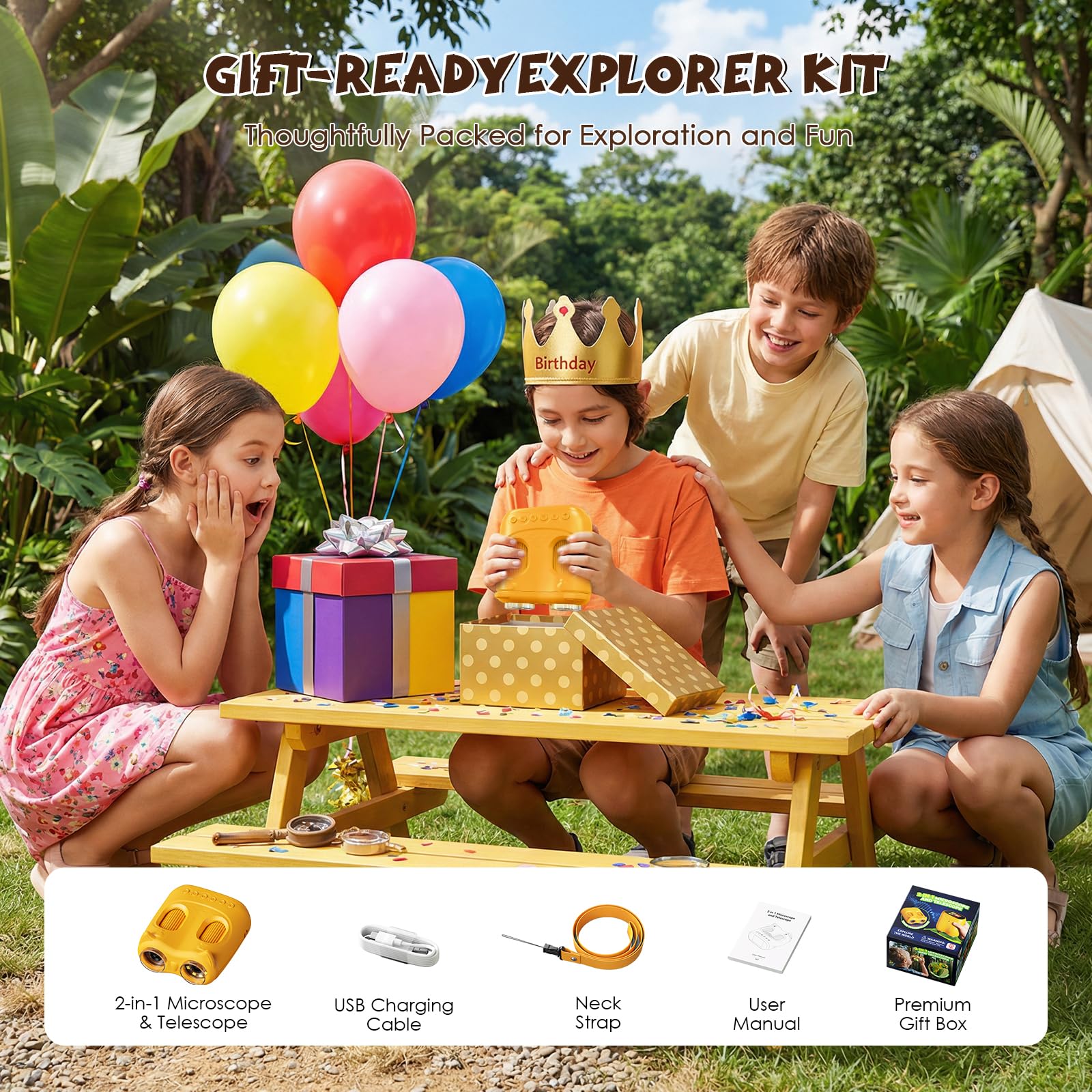 ARNSSIEN 2-in-1 digitales mikroskop für Kinder & Teleskop,1000X Kinder mikroskop Outdoor,1080p Foto/Video,Micro Macro Forscher, Geschenke Mädchen Jungen 6-10 Jahre,Inskam387