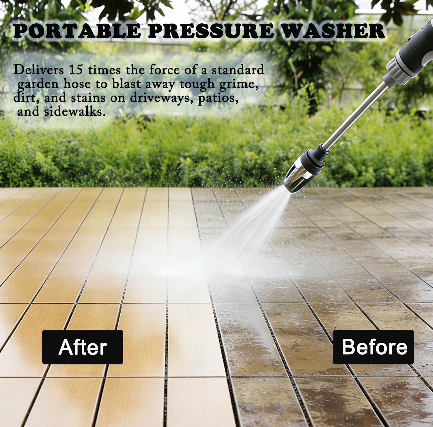 Aquoxis Pressure Washer, Powerful Outdoor Cleaner, 360° Rotating Nozzle with 3 Spray Modes, Compatible with 1/2" Garden Hose, Effortless Dirt & Stain Remover for Patio, Car & Garden Cleaning (3 PC)