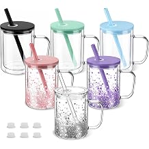 17oz Acrylic Snow Globe Tumbler Cup with Handle,6 Pack