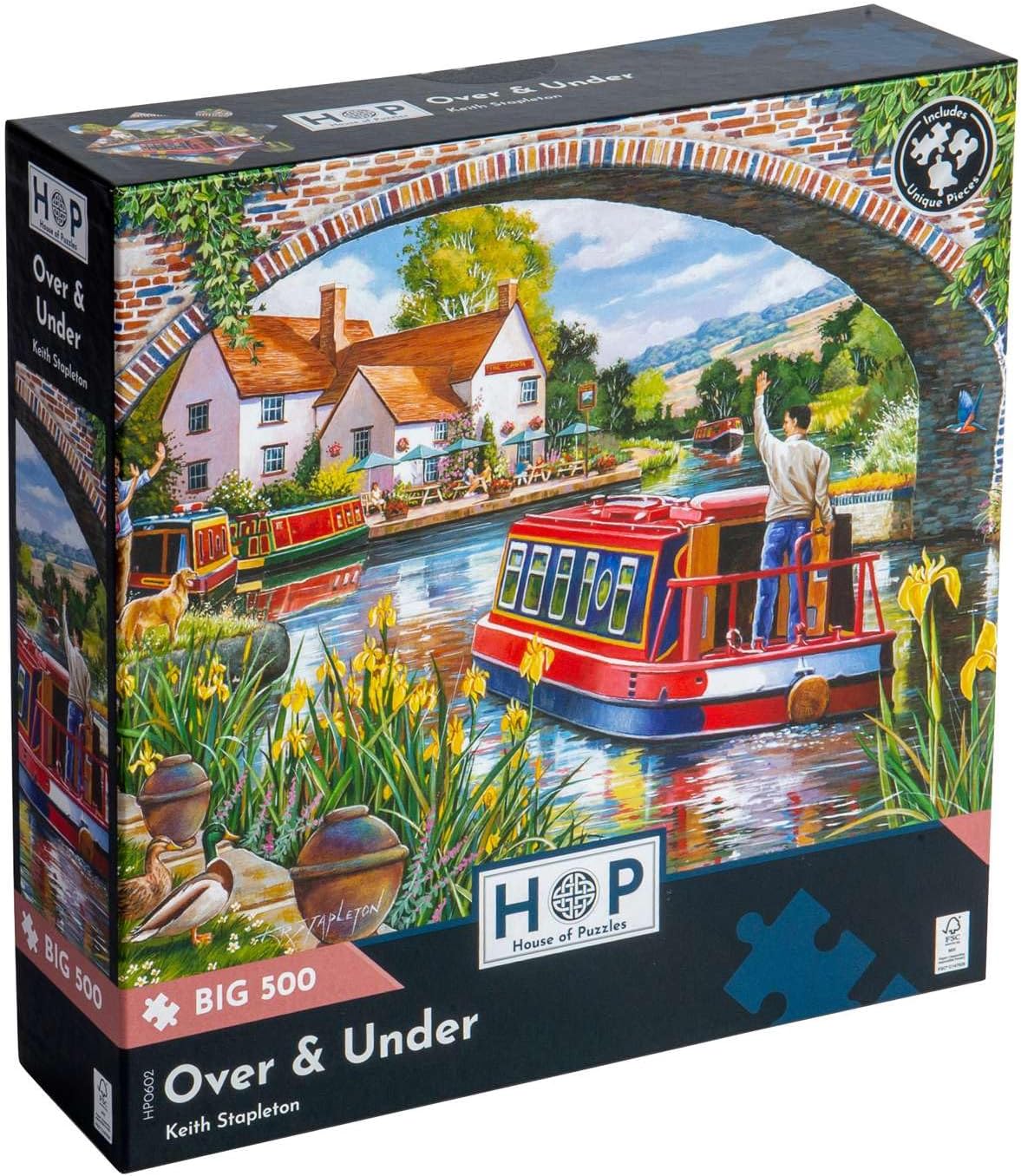 The House of Puzzles - Over & Under Jigsaw - Big 500 Piece Jigsaws for Adults, Extra Large Pieces, Artist Illustrated, Scenic Landscape, Deluxe Puzzle Gifts