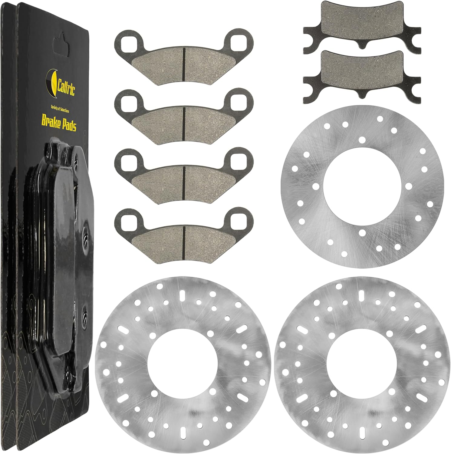 Caltric Front Rear Brake Disc Rotor with Pads Compatible with Polaris Sportsman 500 450 2004 2005 2006