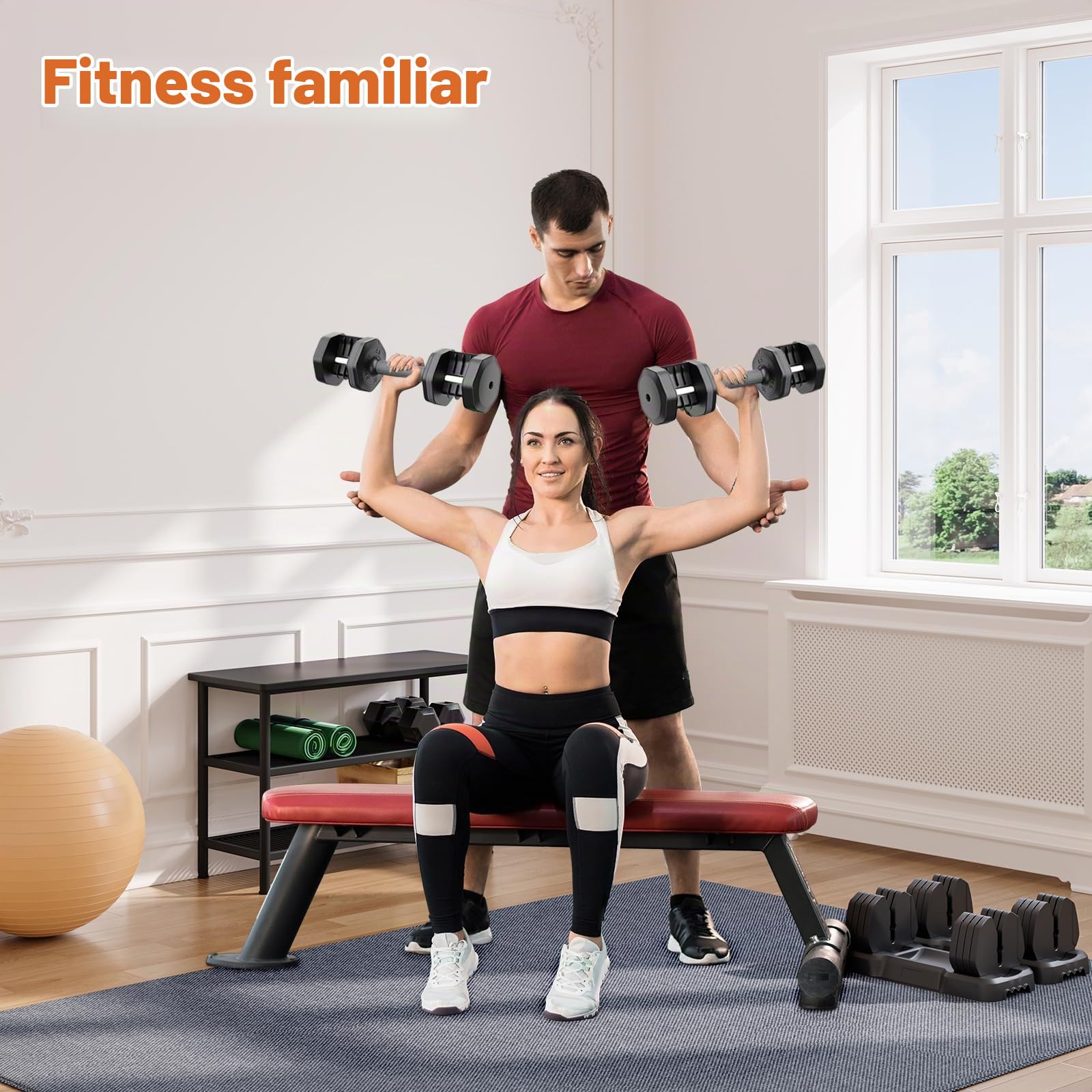 Mancuernas Ajustables, 11 kg/24,5 kg Pesas y Mancuernas Ajuste Rápido de 2 a 11 kg/6,5 a 24,5kg, Ahorran Espacio, Ideal para Entrenamiento en Casa o Gimnasio