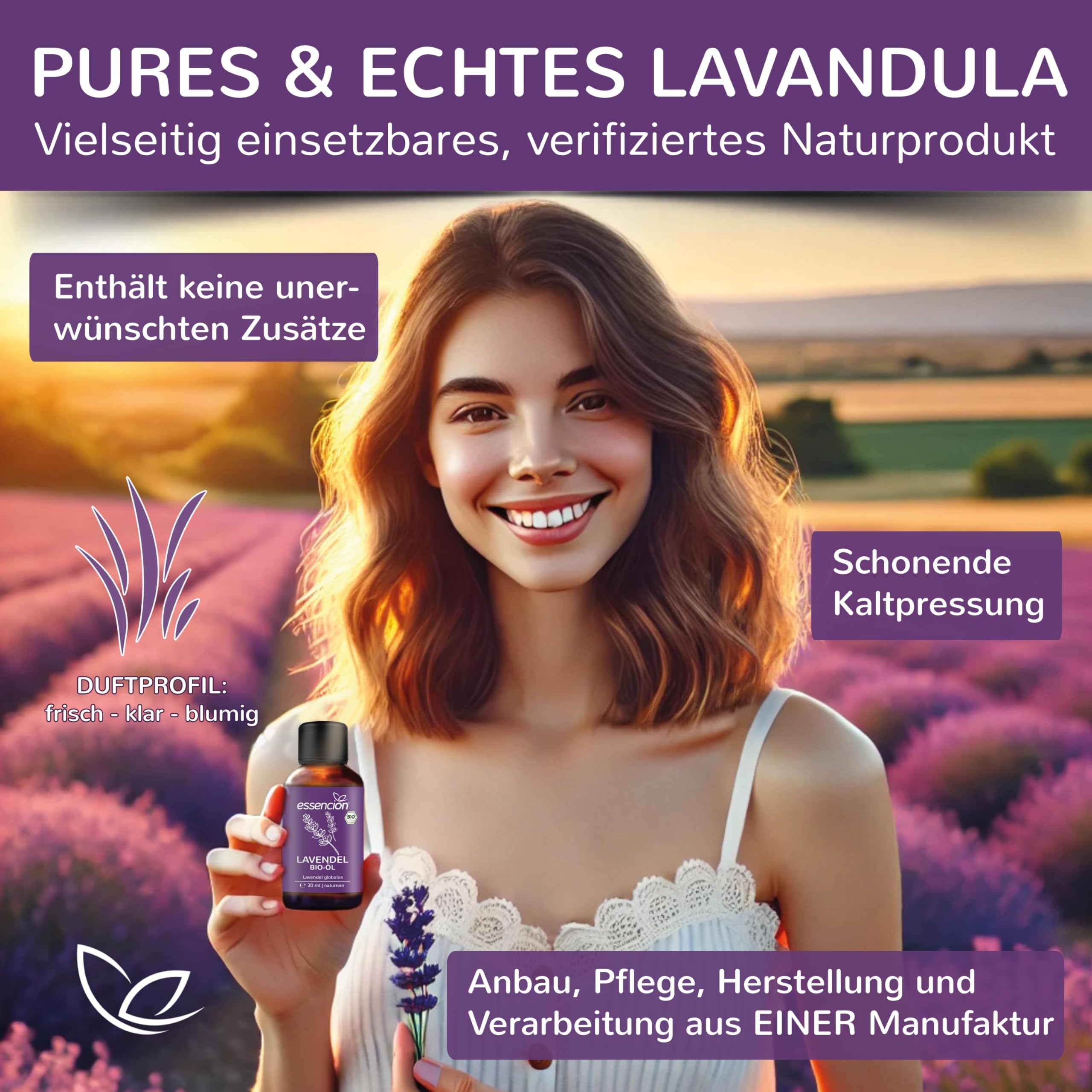 BIO Lavendelöl 3x 30ml | Reines ätherisches Lavendel ÖL | 100% Naturrein geeignet als Duftöl - Hautpflege - Haaröl - Gesichtsöl - Zum Einnehmen