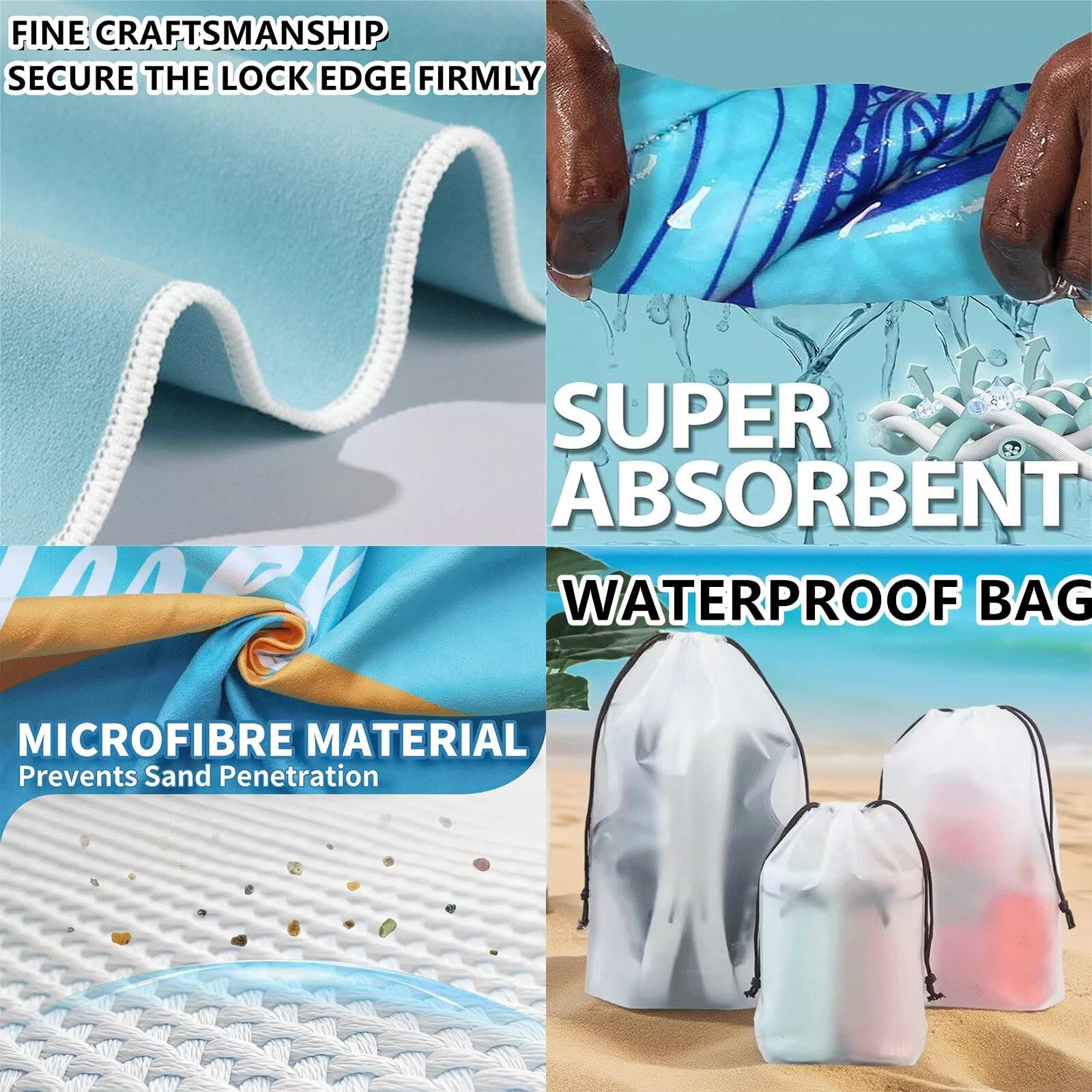 Telo Mare Microfibra 220 x 100 cm, Asciugatura Rapida Bianco Telo Mare Grande Leggero, Assorbente Asciugamano Palestra, Anti-Sabbia Stuoia Spiaggia per Spiaggia Piscina Bagno (Crisantemo) Model519
