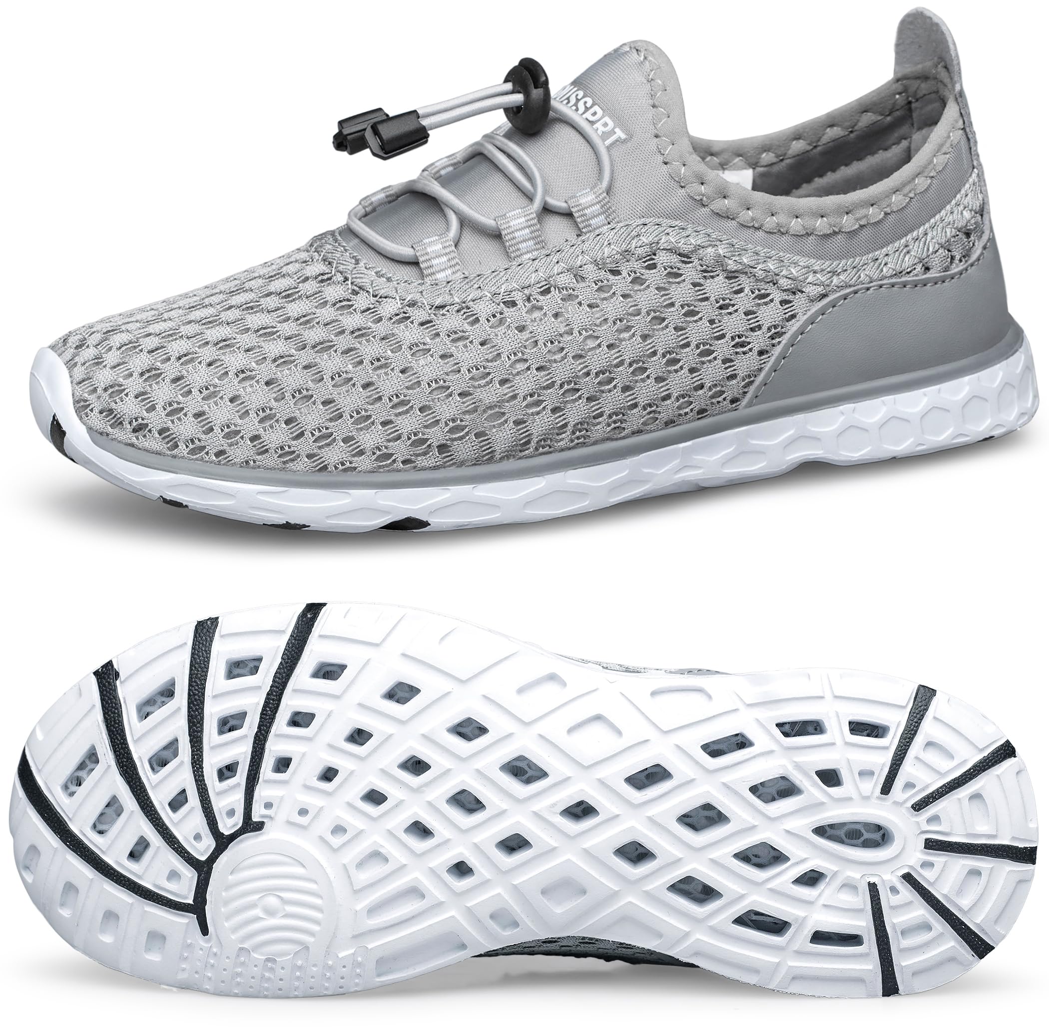 DOUSSPRT Water Shoes for Kids Boys Girls Quick Dry Beach Sports Swim Pool Aqua Shoes for Toddler/Little Kid/Big Kid LightGrey 10