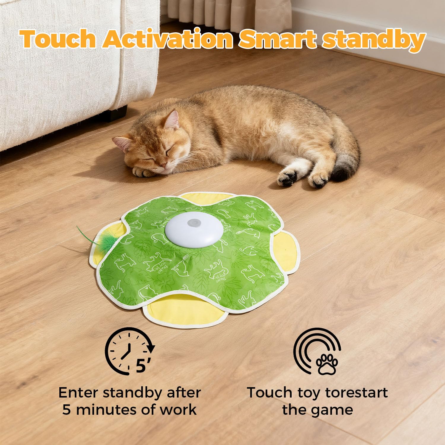 Juguetes para gatos Hide and Seek, pluma móvil impredecible, juguete interactivo de varita para gatitos, juguete para gatos con carga automática, pateador de ejercicio interior para todas las