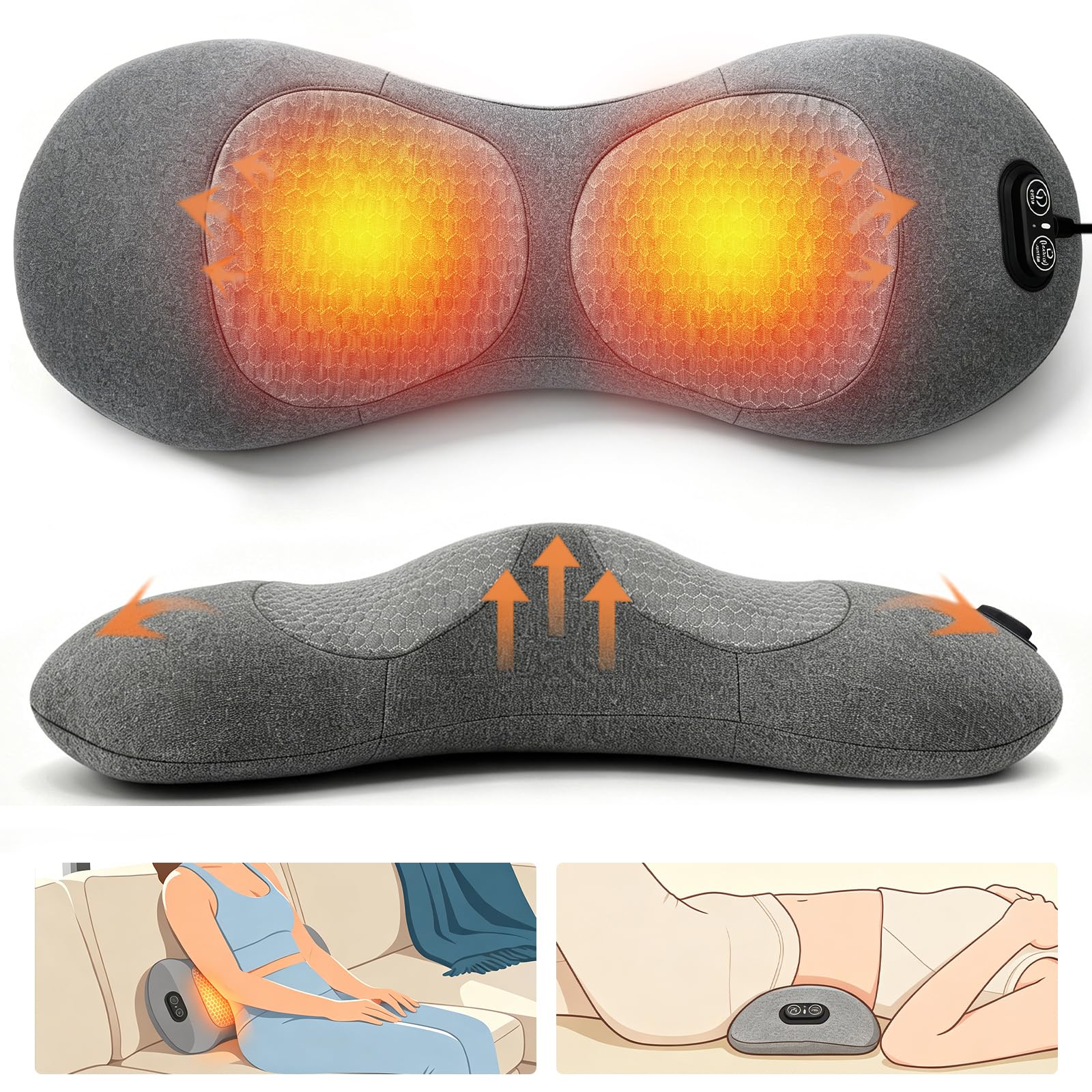 Rückenmassagegerät mit Wärmevibration und einstellbarer Höhe Glatte Wirbelsäule Triple Fusion Rückenmassagegerät für Rückenentspannung Schmerzlinderung Tiefengewebe 3-in-1 Elektrisches