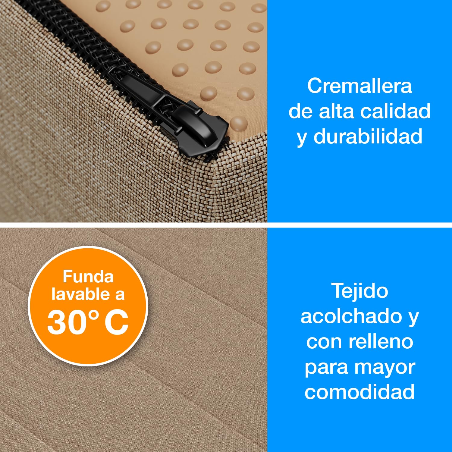 ELONEO Funda para Colchón Plegable - 90x200x15 cm, Funda Protectora con Bolsillos Laterales para Cama Plegable, Asiento y Pouf, Lavable, Diseño Moderno Crema