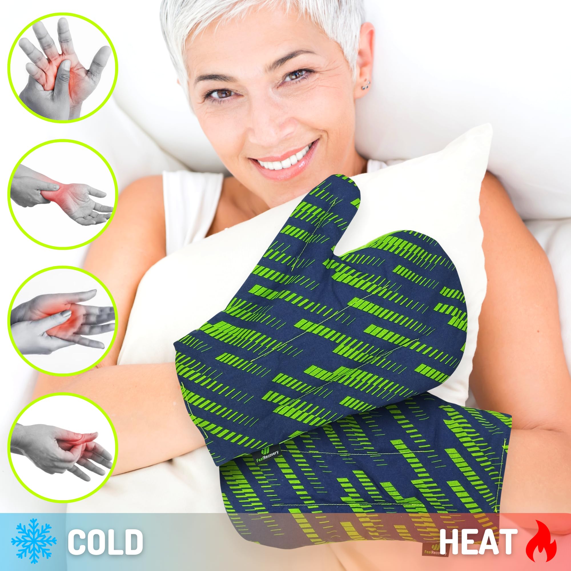 Set 2 Manoplas: Guantes Artritis para Calentar en Microondas (Talla Única) - Mitones de Semillas Artrosis Reumatoide y Túnel Carpiano con Tela de Algodón 100% y Olor a Lavanda (Sport)