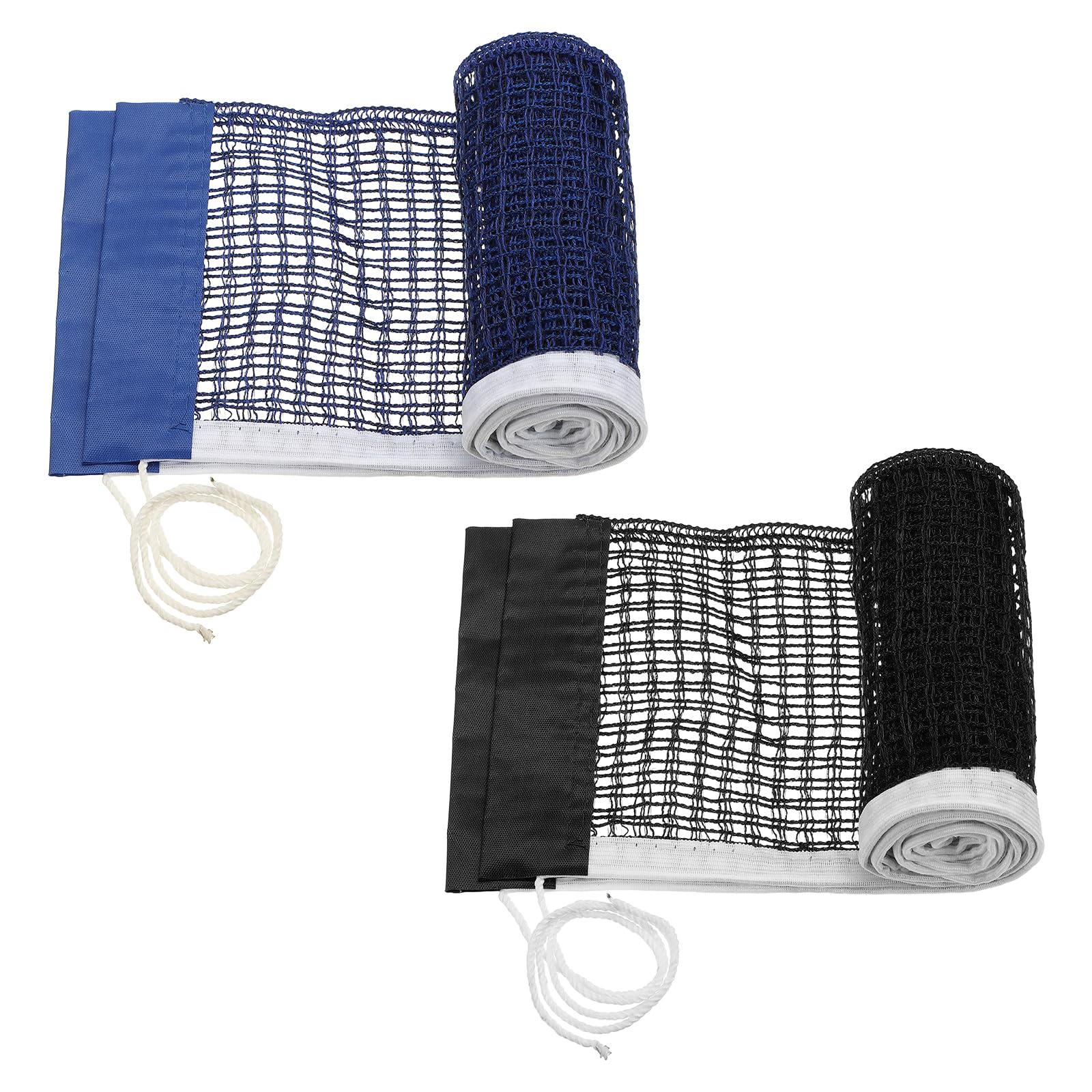 YELARXI Portable Table Tennis Net, String Tension Ping Pong Net Replacement Accessories 2Pcs & 180x14cm & D4 Mesh & Polyester & Blue Black - for (Indoor/Outdoor/Gym)