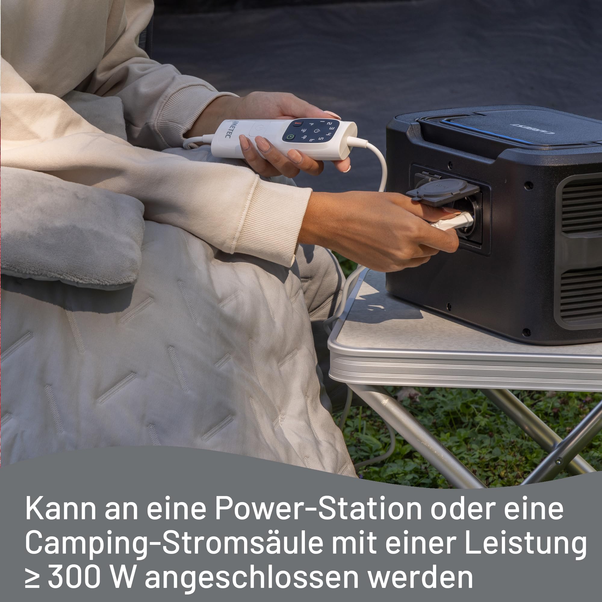 Imetec CaldoPlaid Adapto Camping, Heizdecke ideal für Wohnmobile, Wohnwagen, Zelt, 160 x 120 cm, geringer Verbrauch, Adapto-Technologie, sicher, schnelle Erwärmung, 6 Temperaturen, waschbar