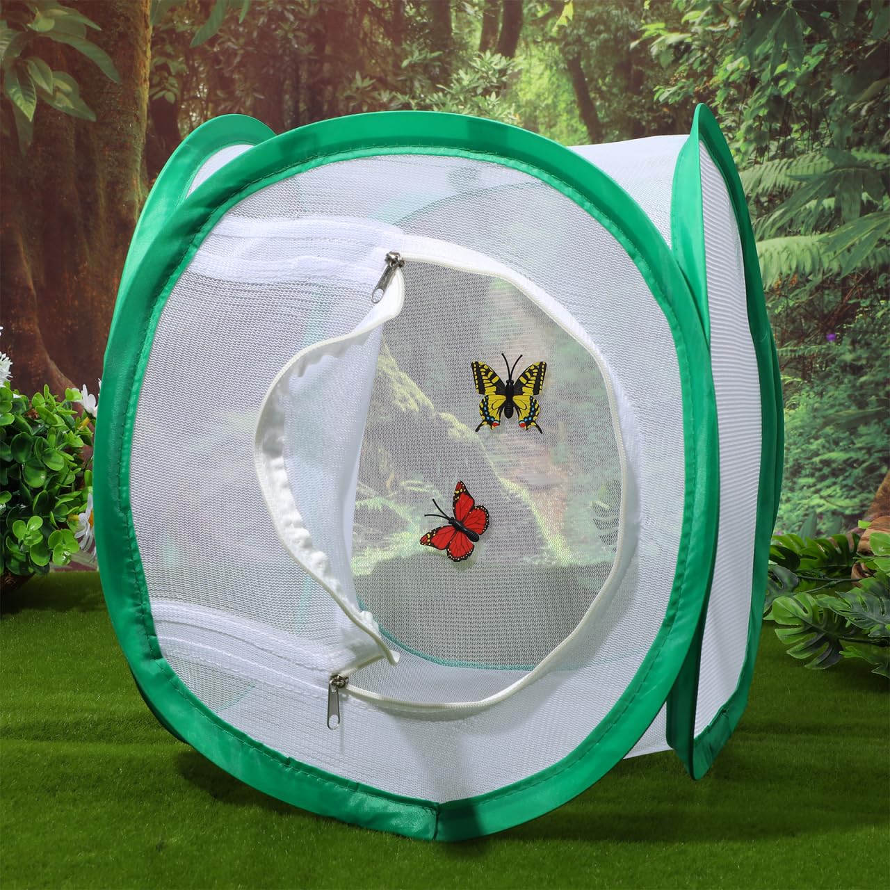 POPETPOP Foldable Butterfly Cage 11.81In Mesh Insect Enclosure with Handle for Stick Insect Breeding Caterpillar Observation & Plant Protection Indoor Outdoor - Image 3