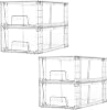 Vtopmart 4 Pack Stackable Storage Drawers,Clear Acrylic Drawer Organizers with Handles, Easily Assemble for Fridge, Bathroom,Kitchen Undersink,Cabinet,Pantry Organization and Storage