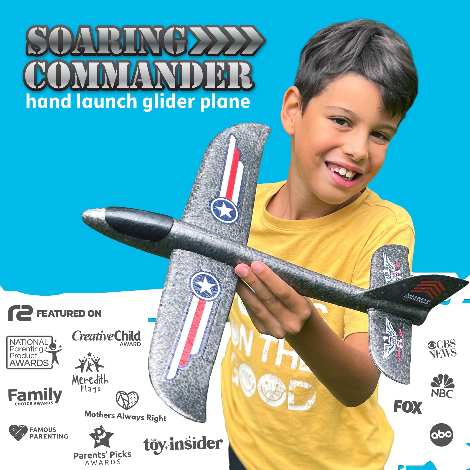 Refresh Sports Foam Airplanes For Kids: Airplane Toy Glider Plane With Easy Glide Design Styrofoam Air Planes Toy Airplane Gliders Outdoor Toys For Boys & Girls All Ages. Gift For 4-10 Year Old-Grey