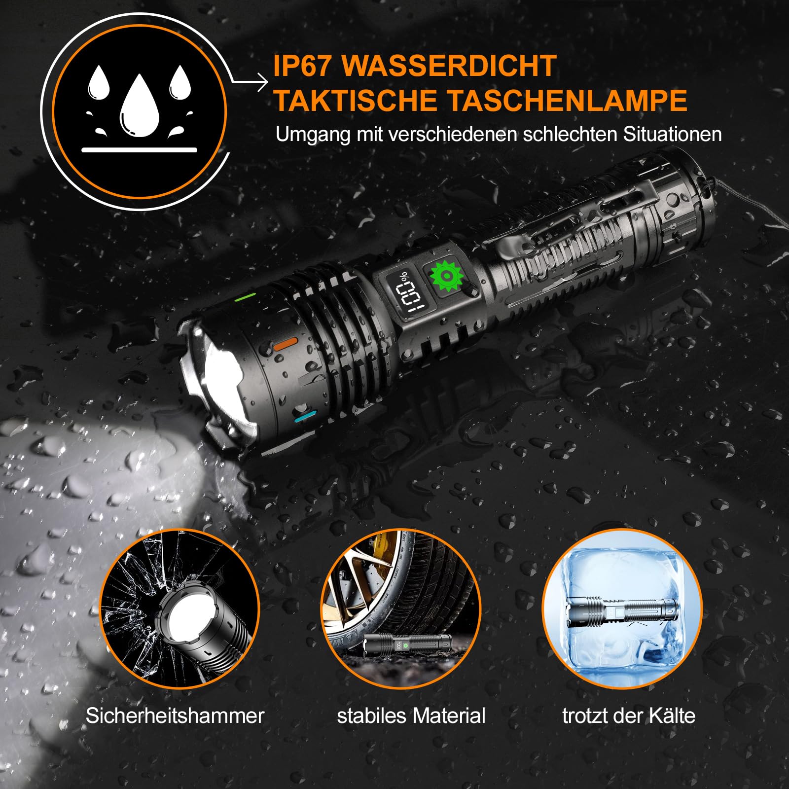 Relybo Lampe Torche LED Ultra Puissante, 1000000 Lumen Lampe De Poche, Lampe Torche Rechargeable USB, Lampe De Poche LED Ultra Puissante, Lampe Tactique Police, 5 Modes pour Urgences Camping