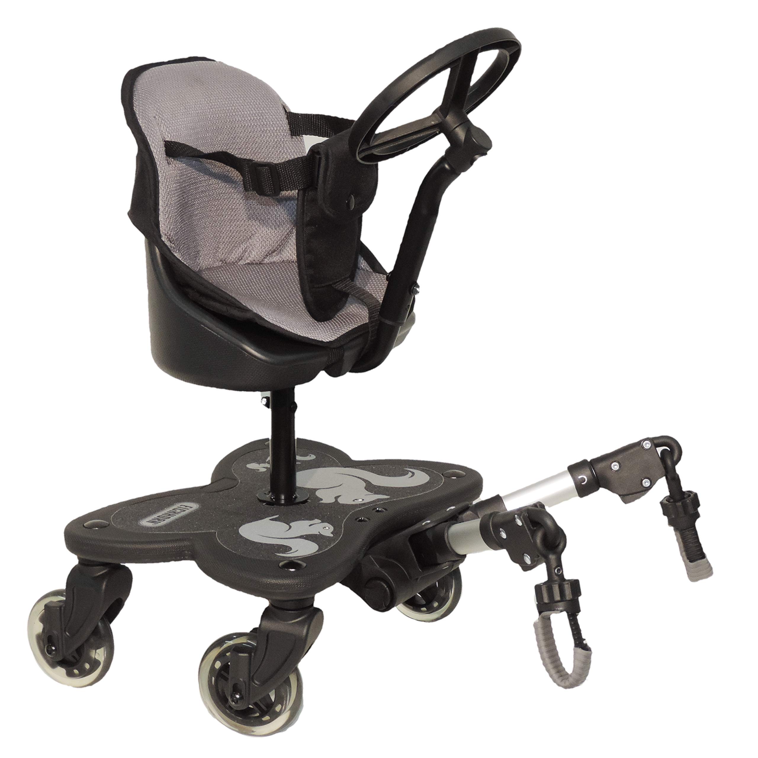 EICHHORN Kinderwagen Geschwisterboard Cozy C-Rider mit Sitz und Spiel-Lenkrad für Kinder ab 12 Monaten bis 25 kg (4 Räder), 20 cm Sitzfläche