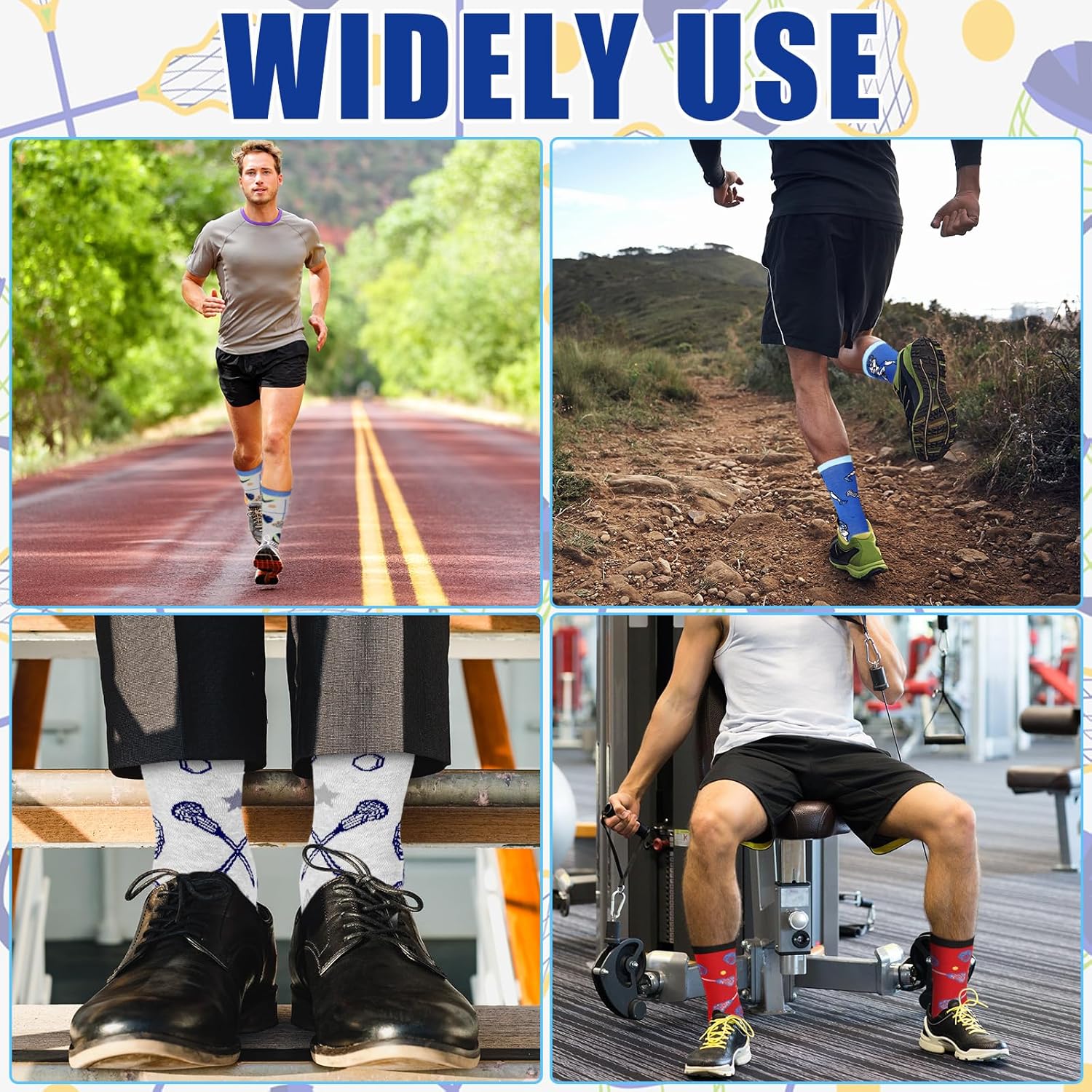 Liitrsh 8 Pairs Lacrosse Socks for Men Women Funny Lacrosse Gifts Sports Athletic Crew Socks for Coaches Players Team Gift - Image 7