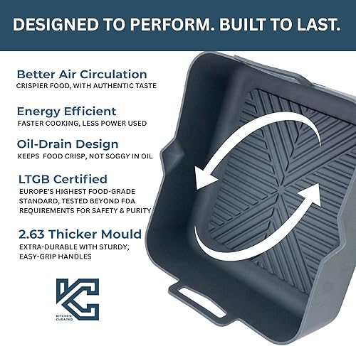 Miniatura 6 de Forros de silicona para freidora de aire de 5 cuartos (2 piezas) compatibles con Ninja AF141AF142AF181AF182 y COSORI CAF-L501, revestimientos