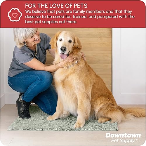 Miniatura 7 de My Doggy Place - Tapete de microfibra para perros con patas sucias, 36 x 26 pulgadas, gris claro, absorbente y de secado rápido, para lavadora y