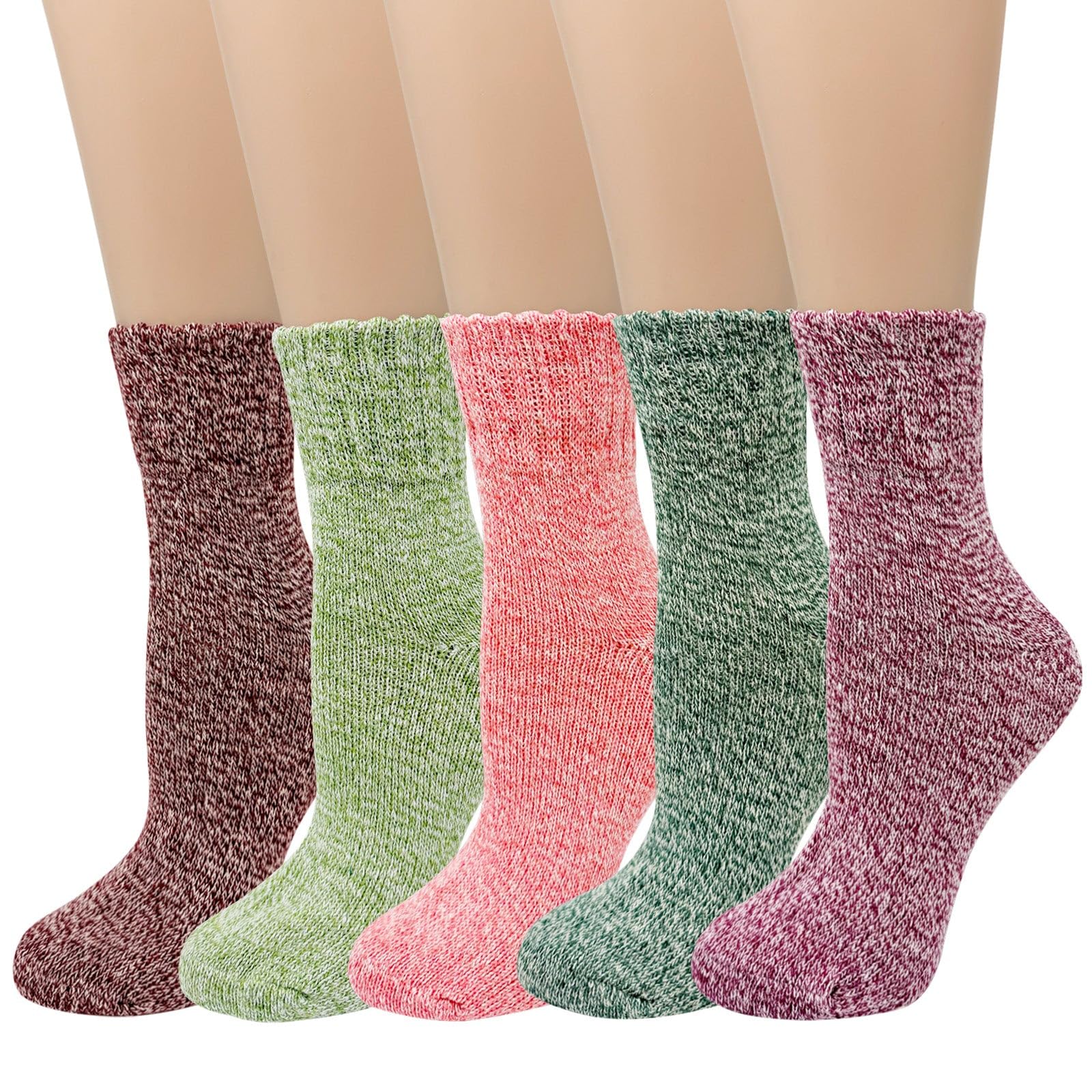 allydrew Women's Wool Blend Frosted Winter Quarter Socks (Set of 5)