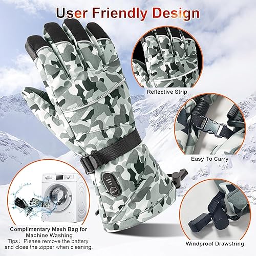 Miniatura 5 de Guantes térmicos recargables para hombres y mujeres, guantes de calentamiento rápido de 7.4 V, calentadores de manos, guantes de artritis, guantes