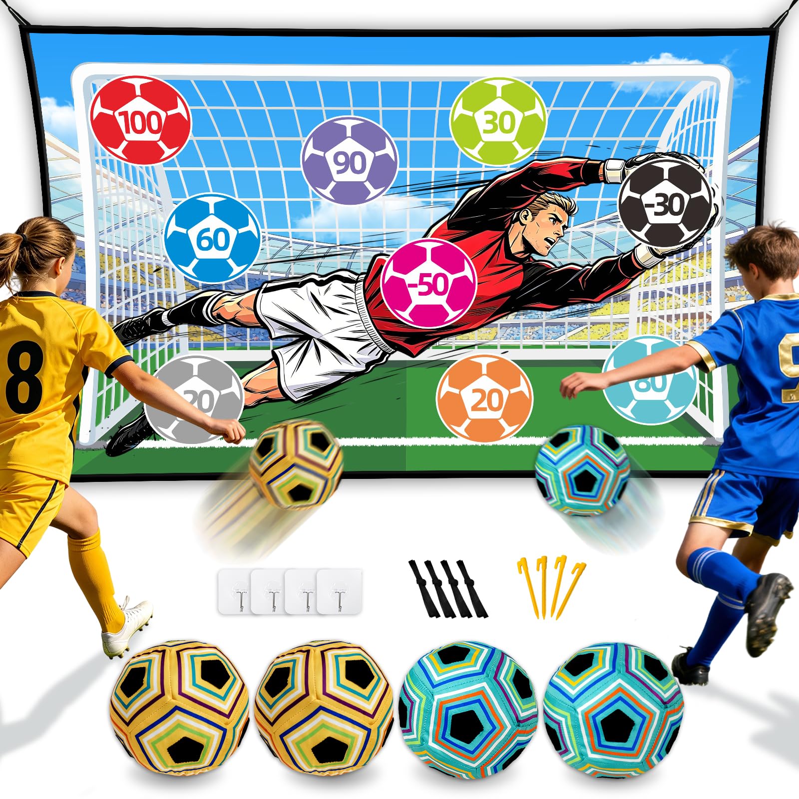 4 Balls Sticky Soccer Game Set, Soccer Toy Gift for Boys &amp; Girls Ages 3-12, Indoor Outdoor Backyard Toss Game, Kids Birthday Present