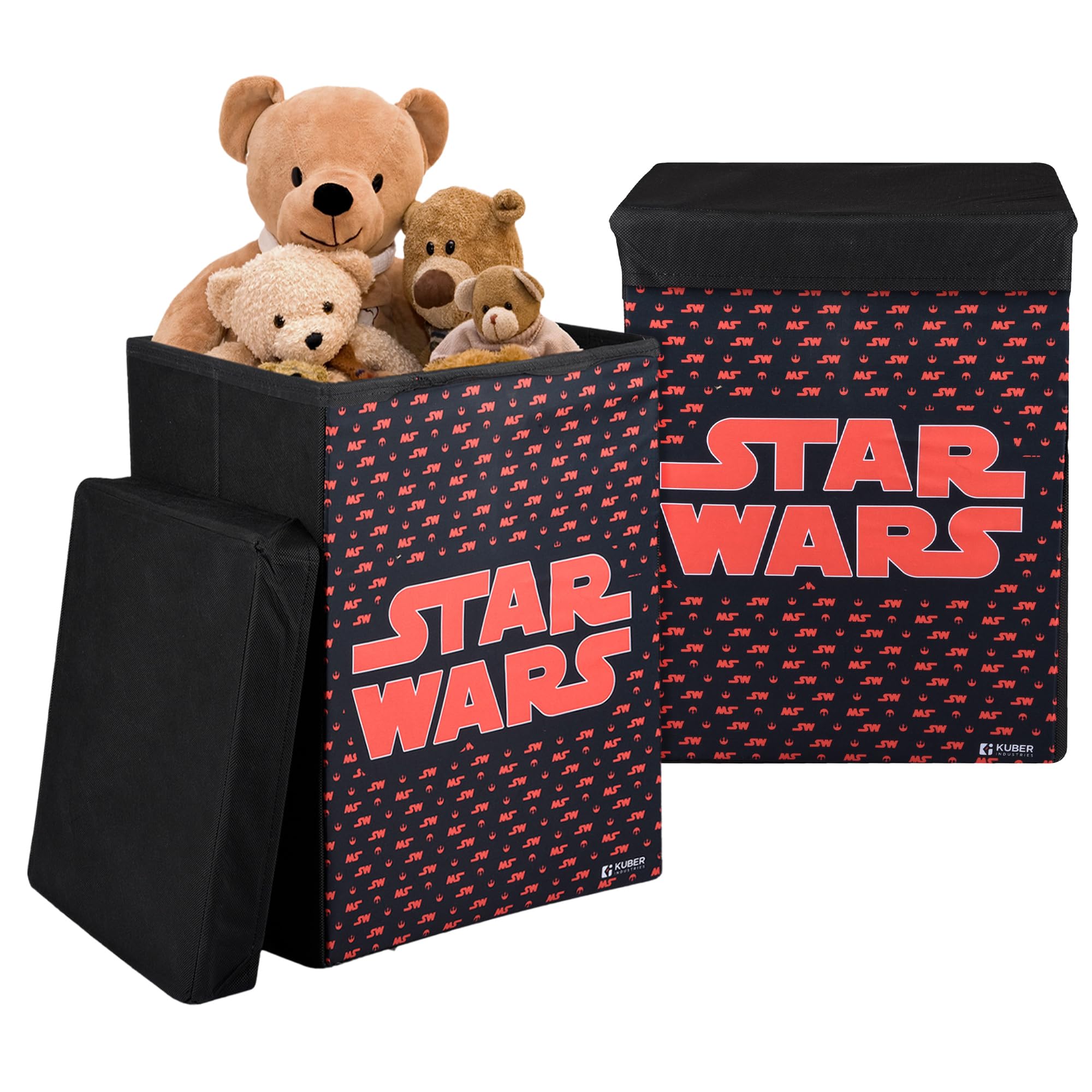 Kuber Industries Star Wars Toy Storage Box | Laundry Basket for Toys | Folding Laundry Basket | Clothes Hamper with Lid & Handles | Storage Basket for Bathroom | 60 LTR | Pack of 2 | Black (B0CQR8SZT5) Amazon Price History, Amazon Price Tracker