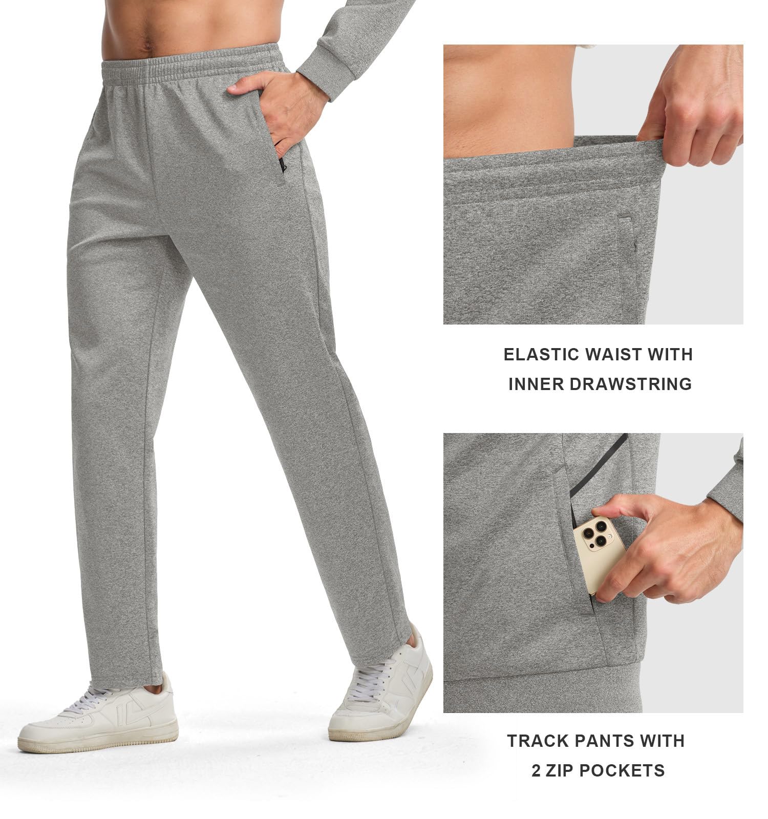 Gopune Tuta da uomo, set da 2 pezzi, con cappuccio, zip intera, per atletica, jogging, a maniche lunghe, abbigliamento sportivo casual