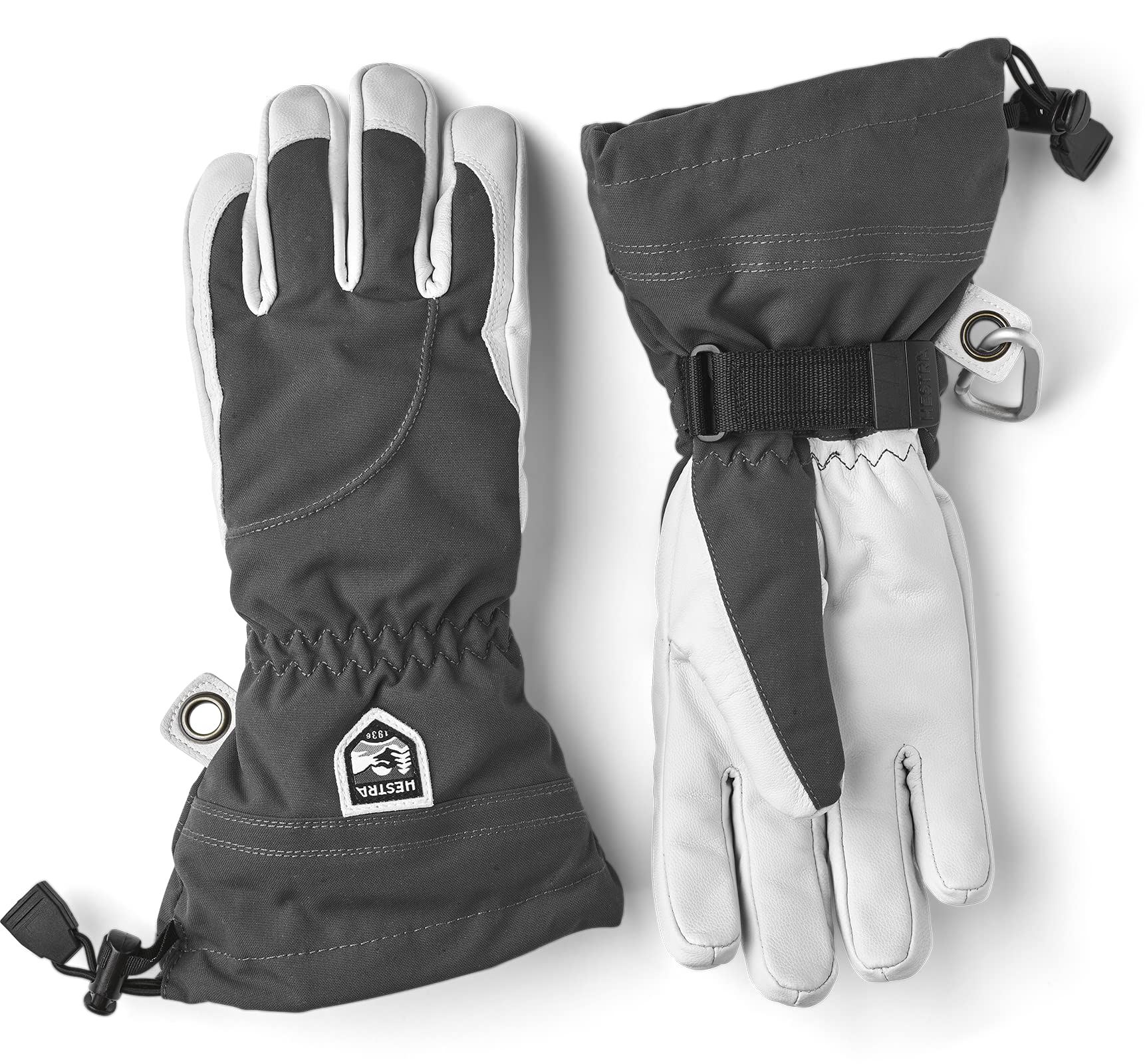 Hestra Women's Heli Ski Female Glove, 5-Finger Leather Snow Glove for Skiing, Snowboarding and Mountaineering