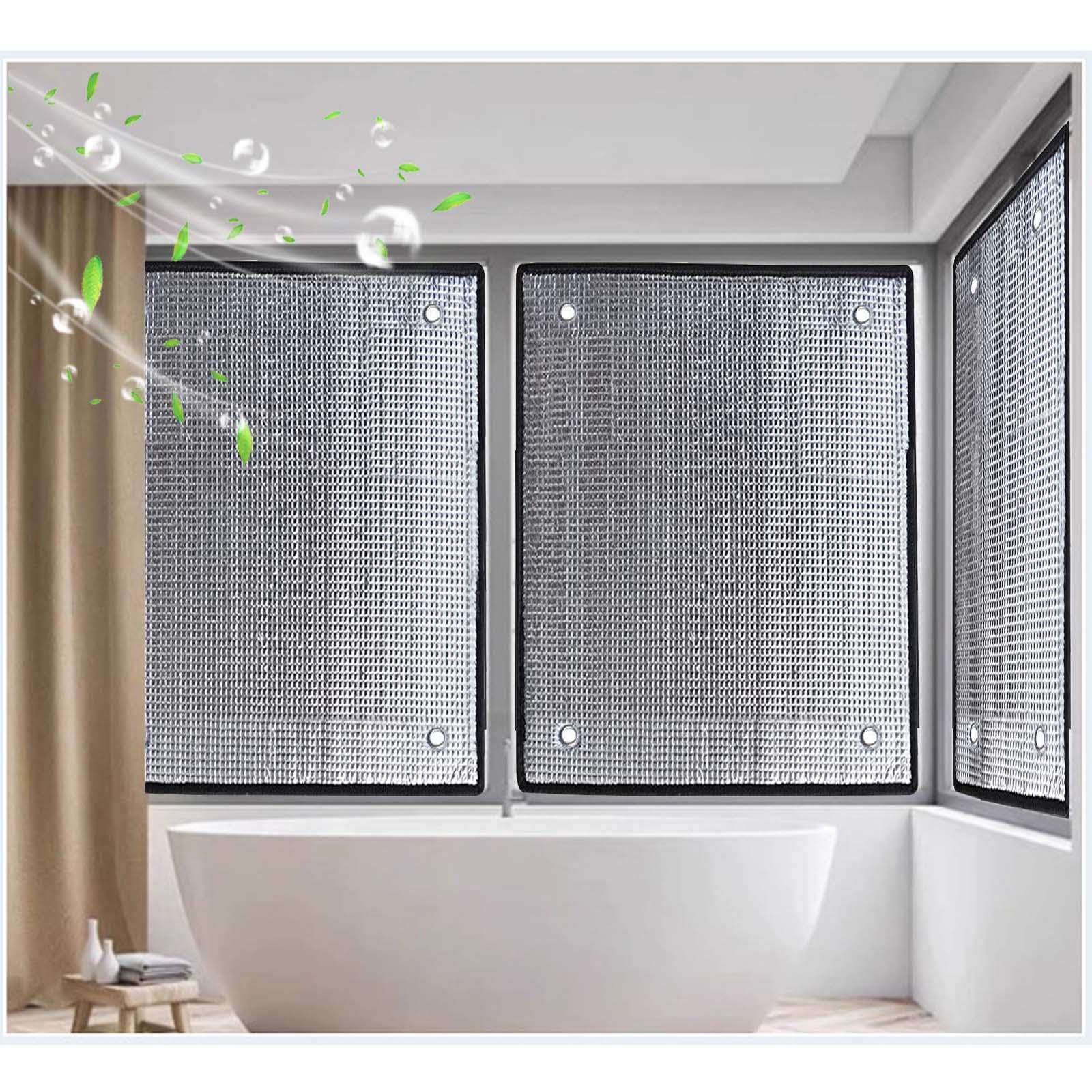 Folia okienna chroniąca przed słońcem, pełna szklana folia zaciemniająca, odblaskowa folia aluminiowana, folia antyodblaskowa 50x80m 60x100 cm, folia okienna do prywatności, srebrna, szer. x wys. 145
