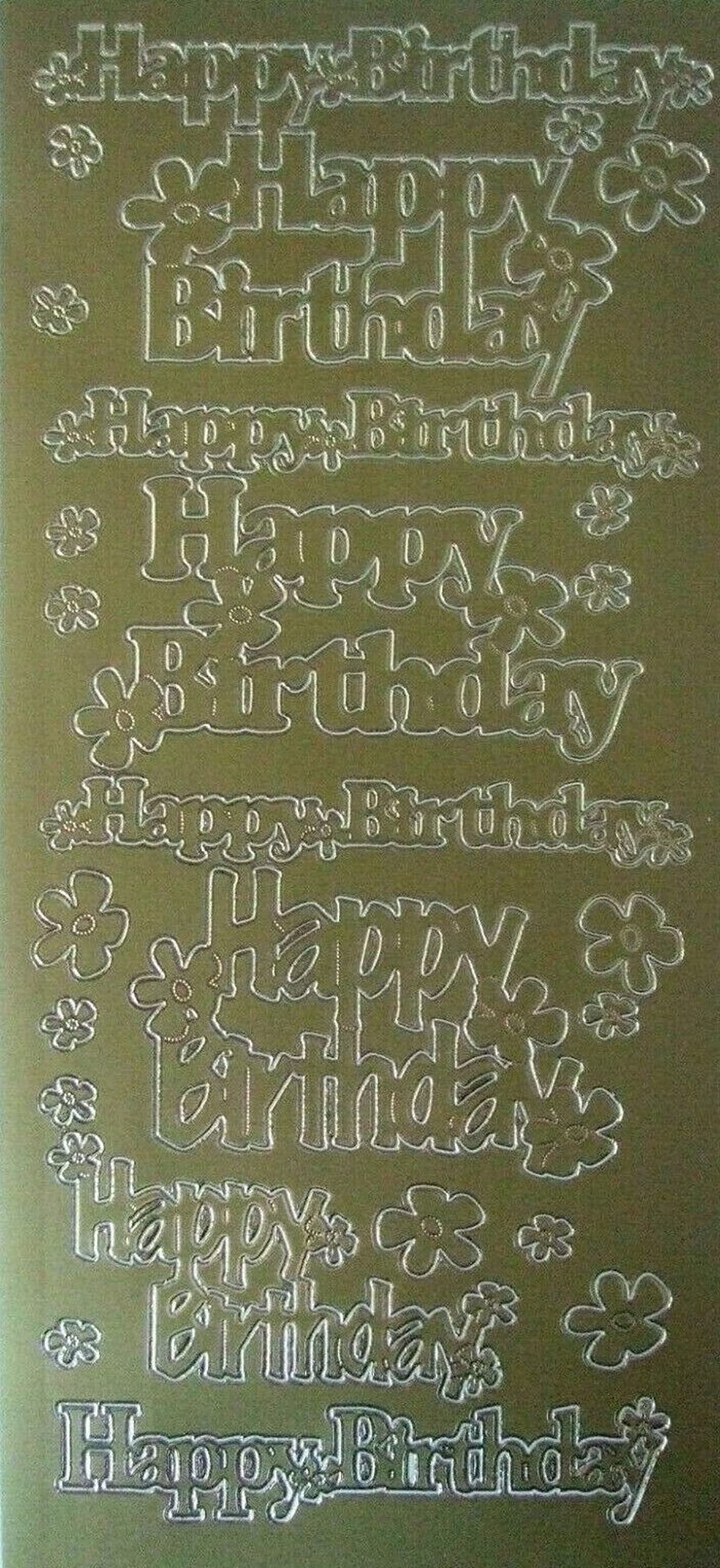 Vsorce4u 1 x Sheet - Happy Birthday Silver or Gold Peel Off Sticker Sheet for Art & Craft Card Making Scrapbook Craft