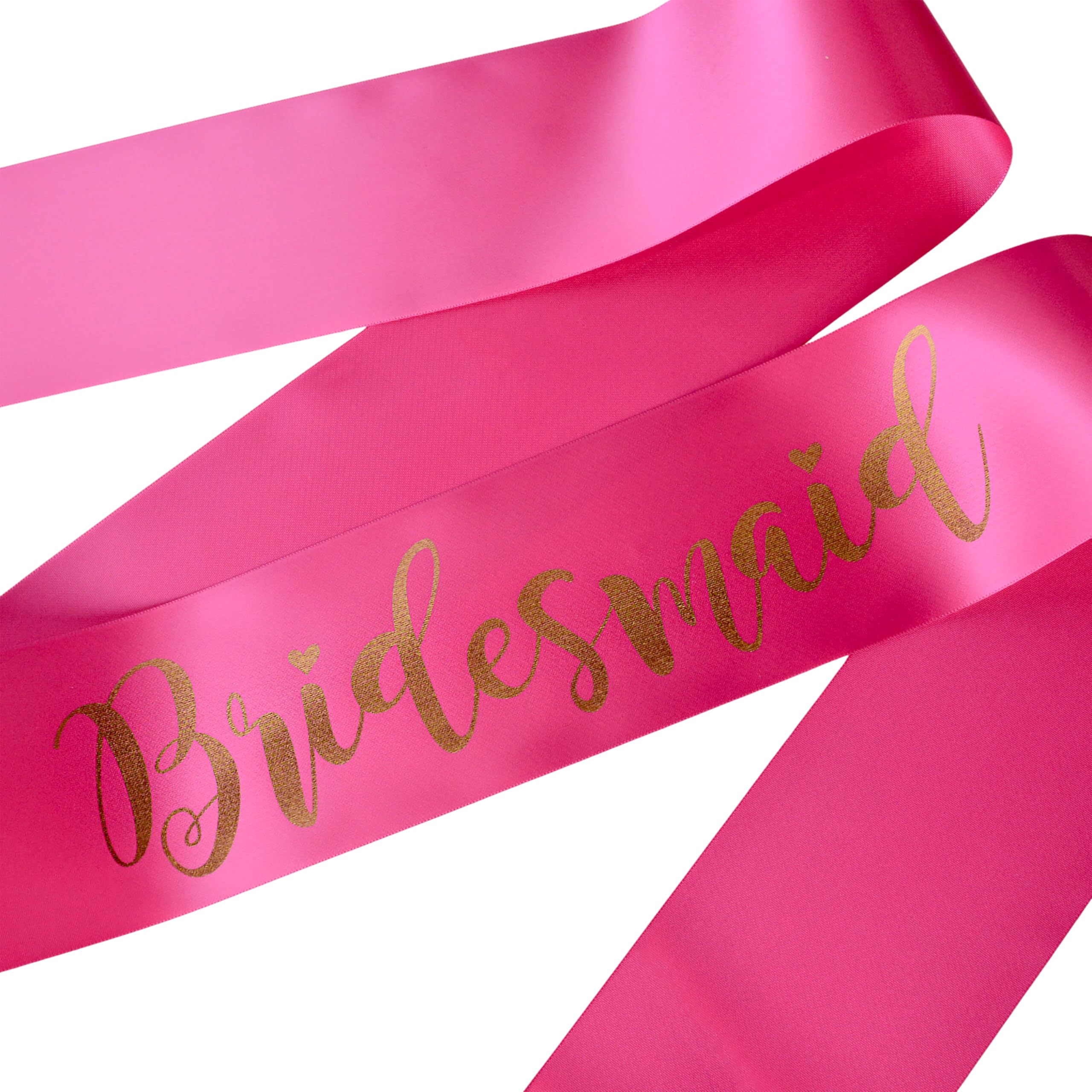 Pink Bridesmaid Sash, Team Bride Pink with Metallic Gold Print, Satin Ribbon, Hen Party Accessory, 1.7m and 2.1m Plus size