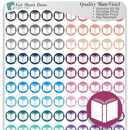 Book Icon Planner Sticker  110 Dot Icon Vinyl (13)  Club Read Reading Me Time Self Care Homework School StudentEssential Productivity LifeBullet