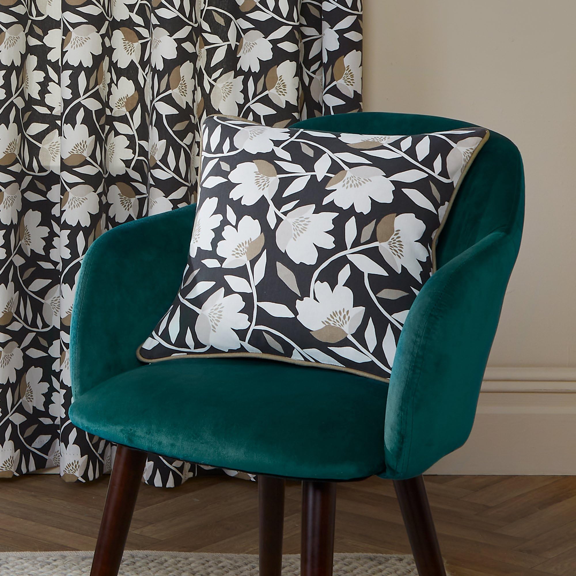 Fusion Unisex Black 'Luna' 100% Cotton Filled Cushion In | Size: 43 Cm X 43 Cm