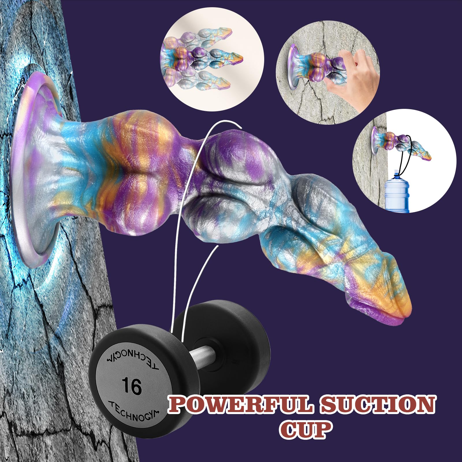 G-Spot Dildo with Suction Cup,  Monster AnalDildo with 3 Knots for Training, Soft Silicone Prostate Massager, Anal Stretcher Fantasy Toy for Men and Women: 9.8in